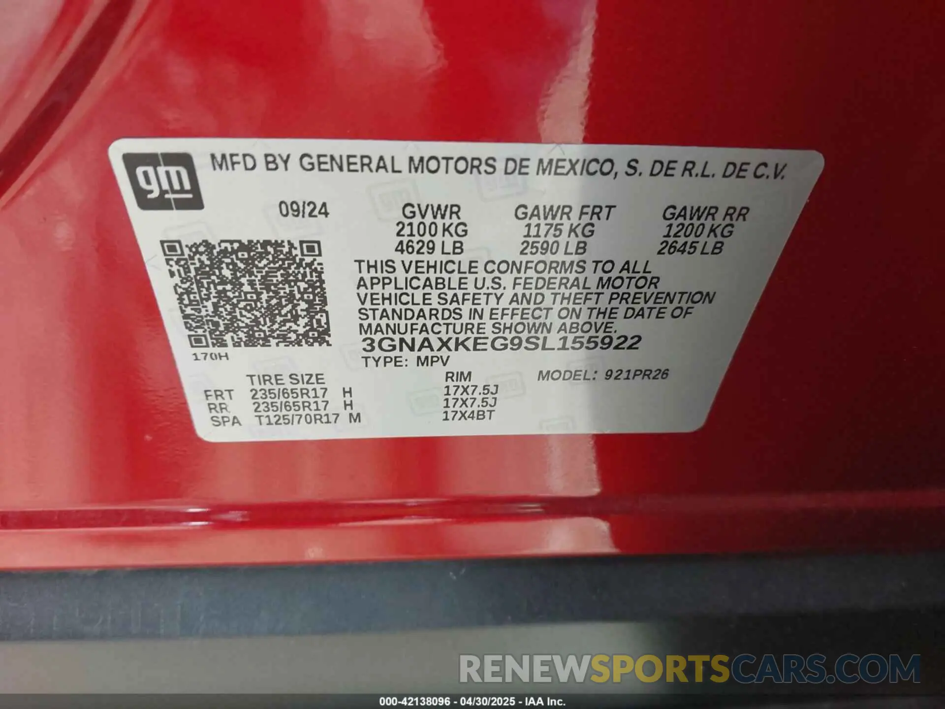 9 Photograph of a damaged car 3GNAXKEG9SL155922 CHEVROLET EQUINOX 2025