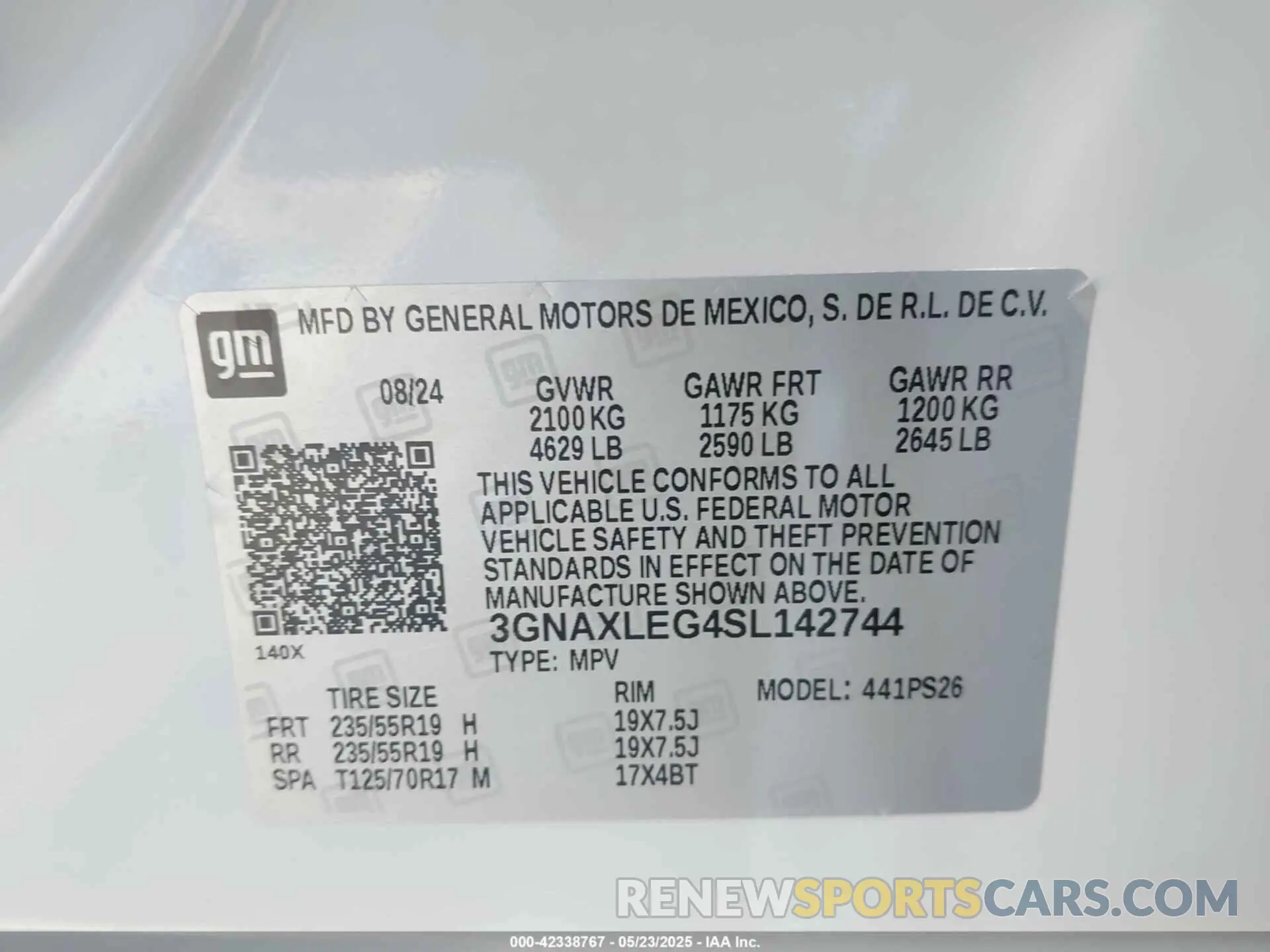 9 Photograph of a damaged car 3GNAXLEG4SL142744 CHEVROLET EQUINOX 2025