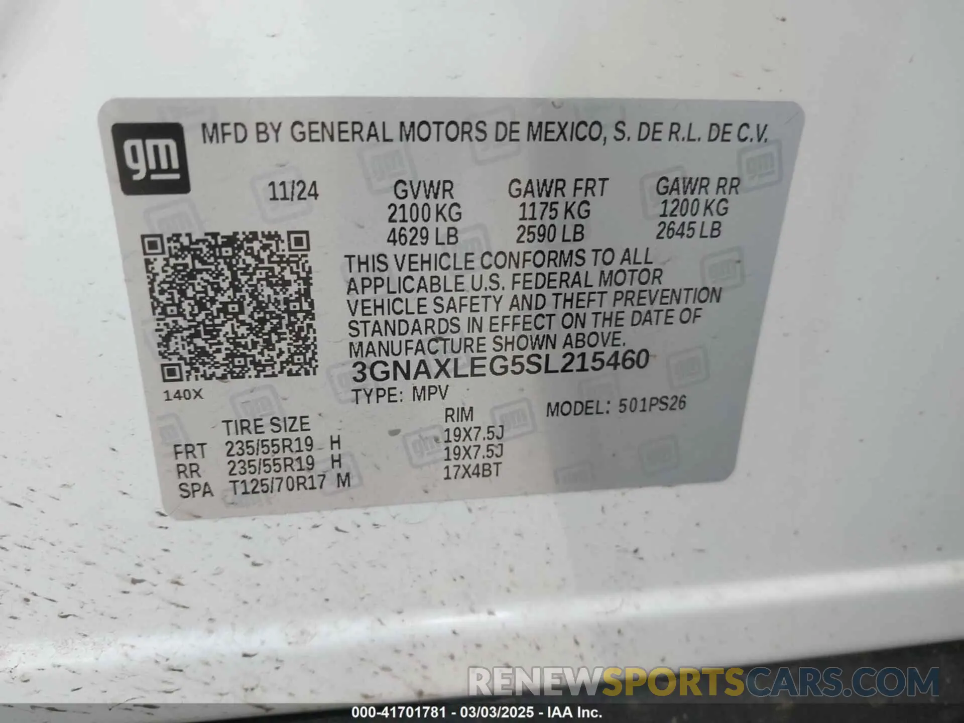 9 Photograph of a damaged car 3GNAXLEG5SL215460 CHEVROLET EQUINOX 2025