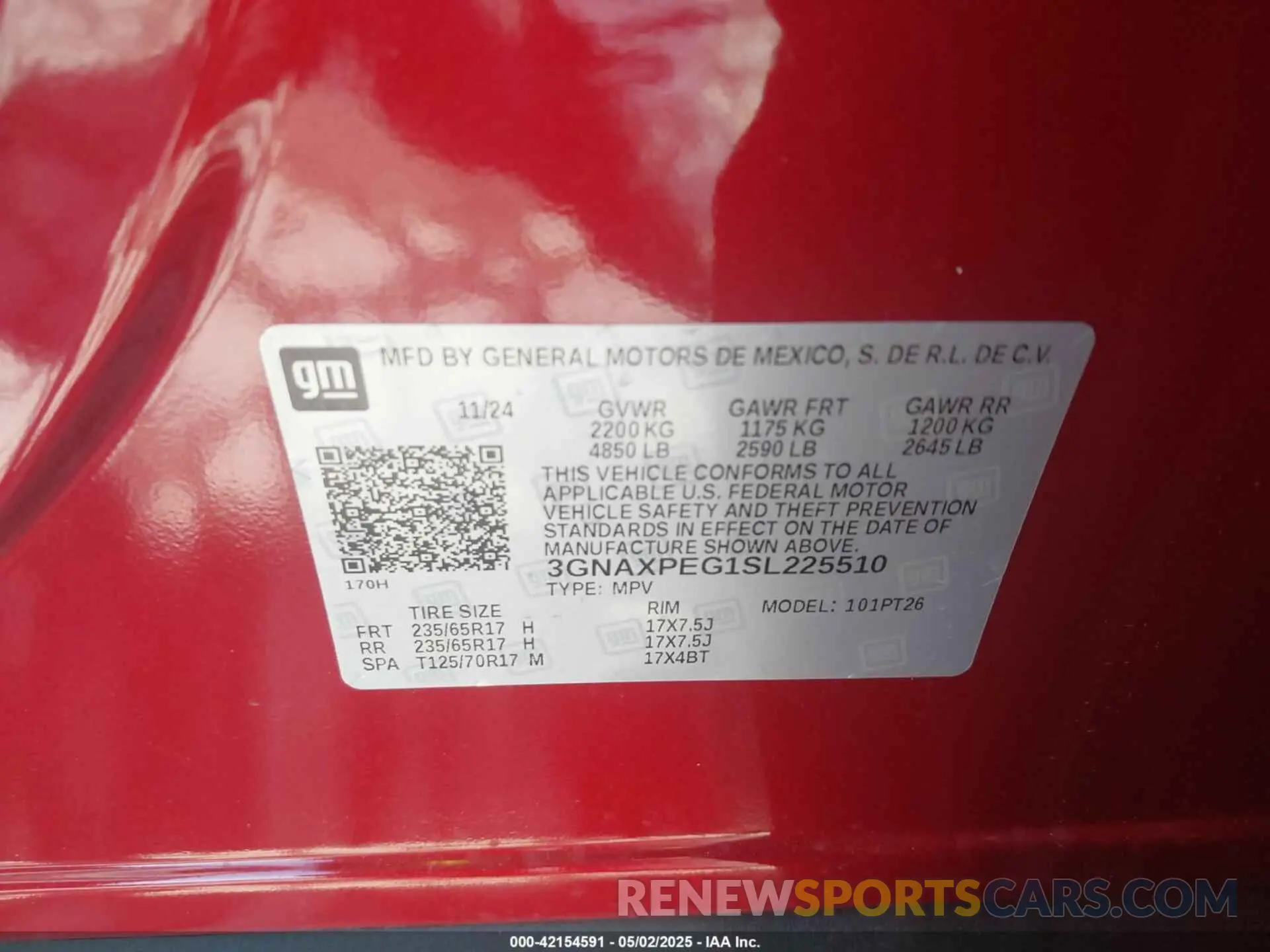 9 Photograph of a damaged car 3GNAXPEG1SL225510 CHEVROLET EQUINOX 2025