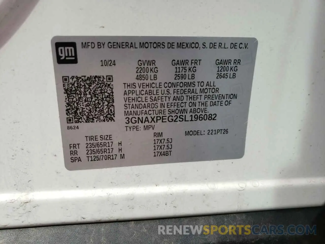 12 Photograph of a damaged car 3GNAXPEG2SL196082 CHEVROLET EQUINOX 2025