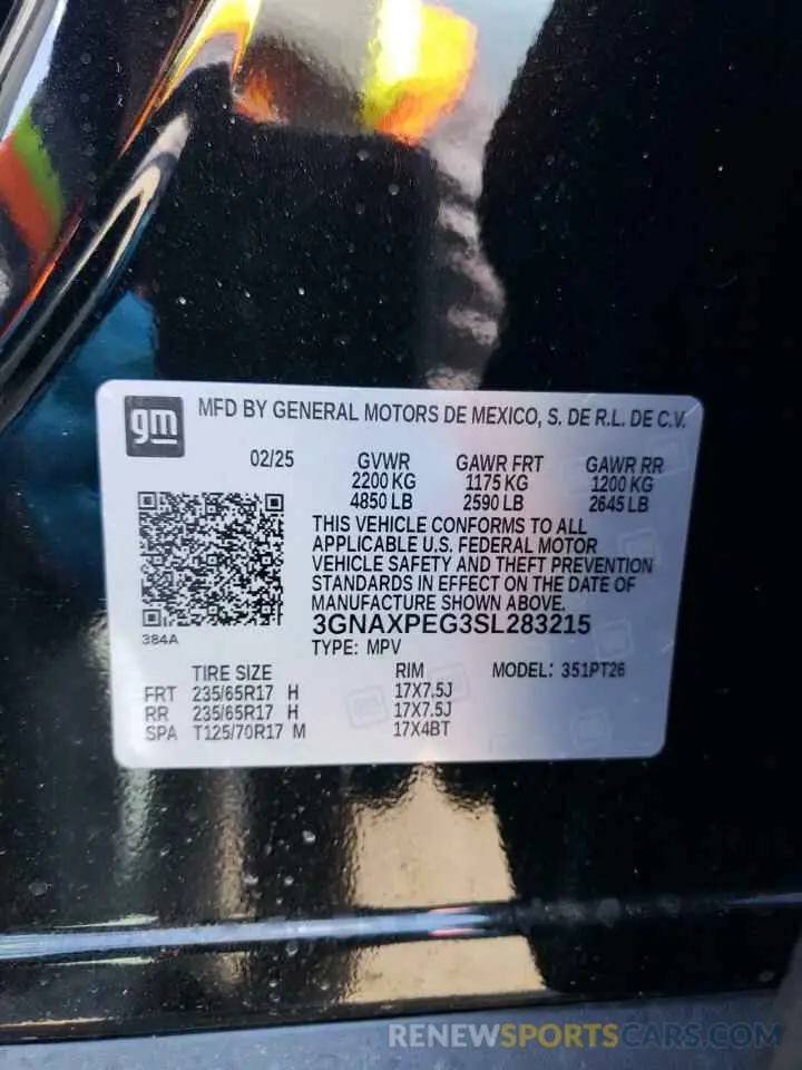 14 Photograph of a damaged car 3GNAXPEG3SL283215 CHEVROLET EQUINOX 2025