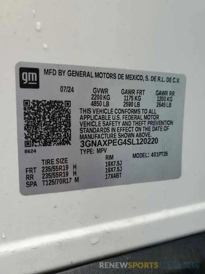 13 Photograph of a damaged car 3GNAXPEG4SL120220 CHEVROLET EQUINOX 2025
