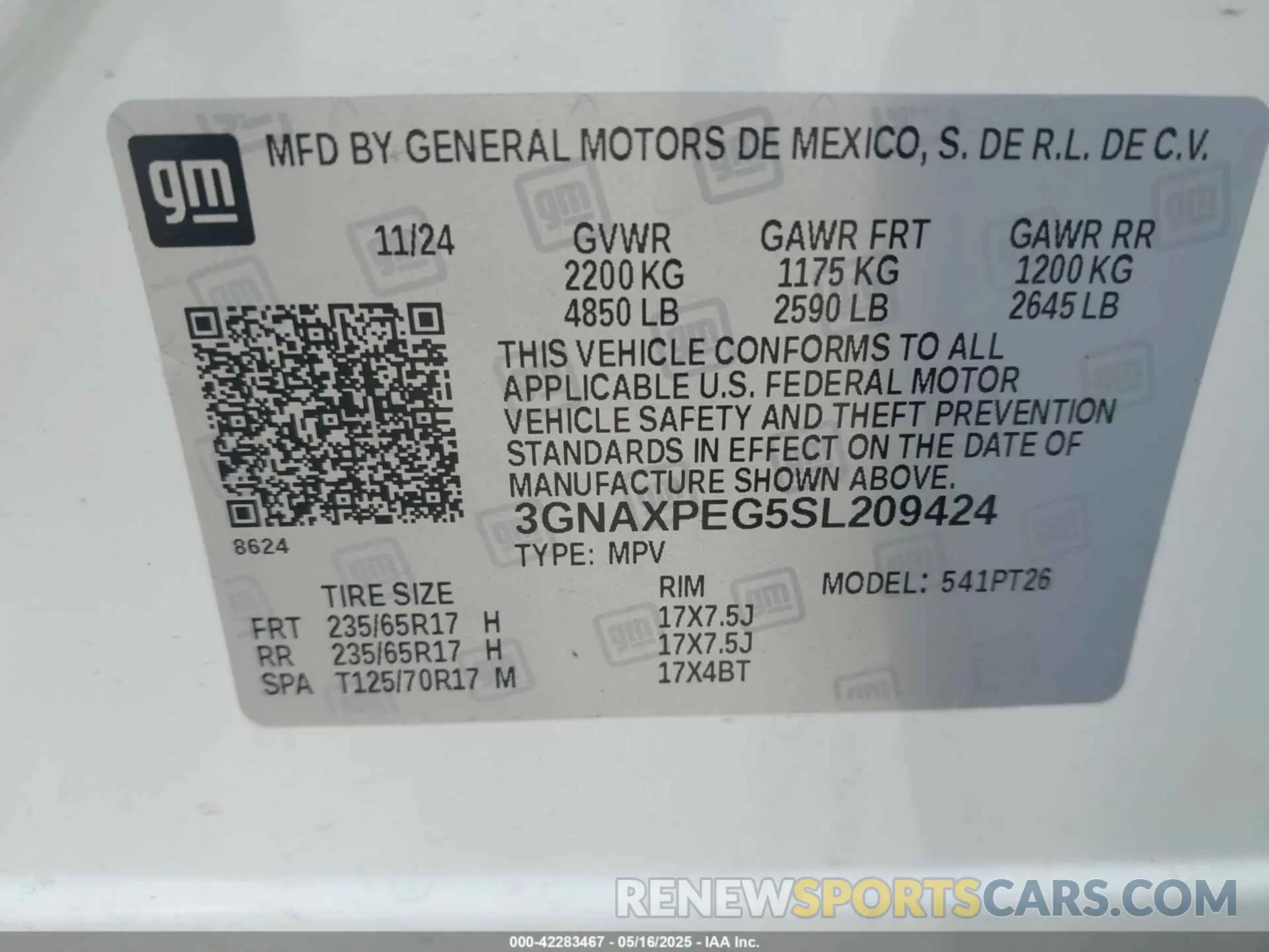 9 Photograph of a damaged car 3GNAXPEG5SL209424 CHEVROLET EQUINOX 2025
