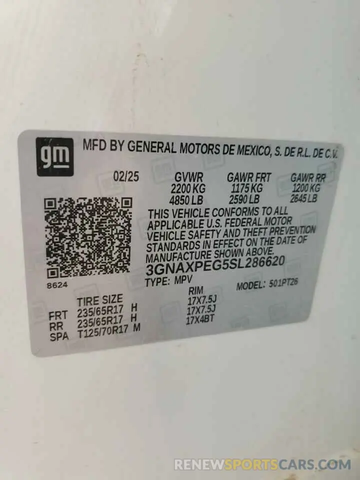 14 Photograph of a damaged car 3GNAXPEG5SL286620 CHEVROLET EQUINOX 2025