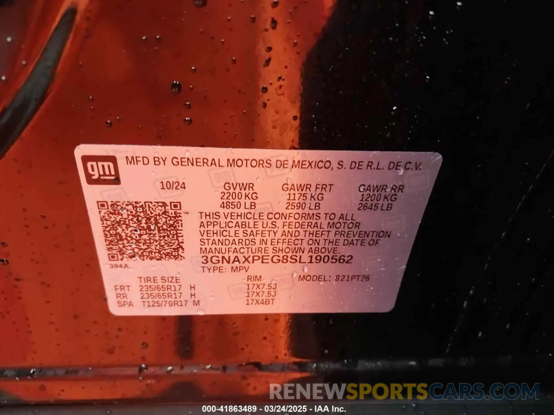 9 Photograph of a damaged car 3GNAXPEG8SL190562 CHEVROLET EQUINOX 2025