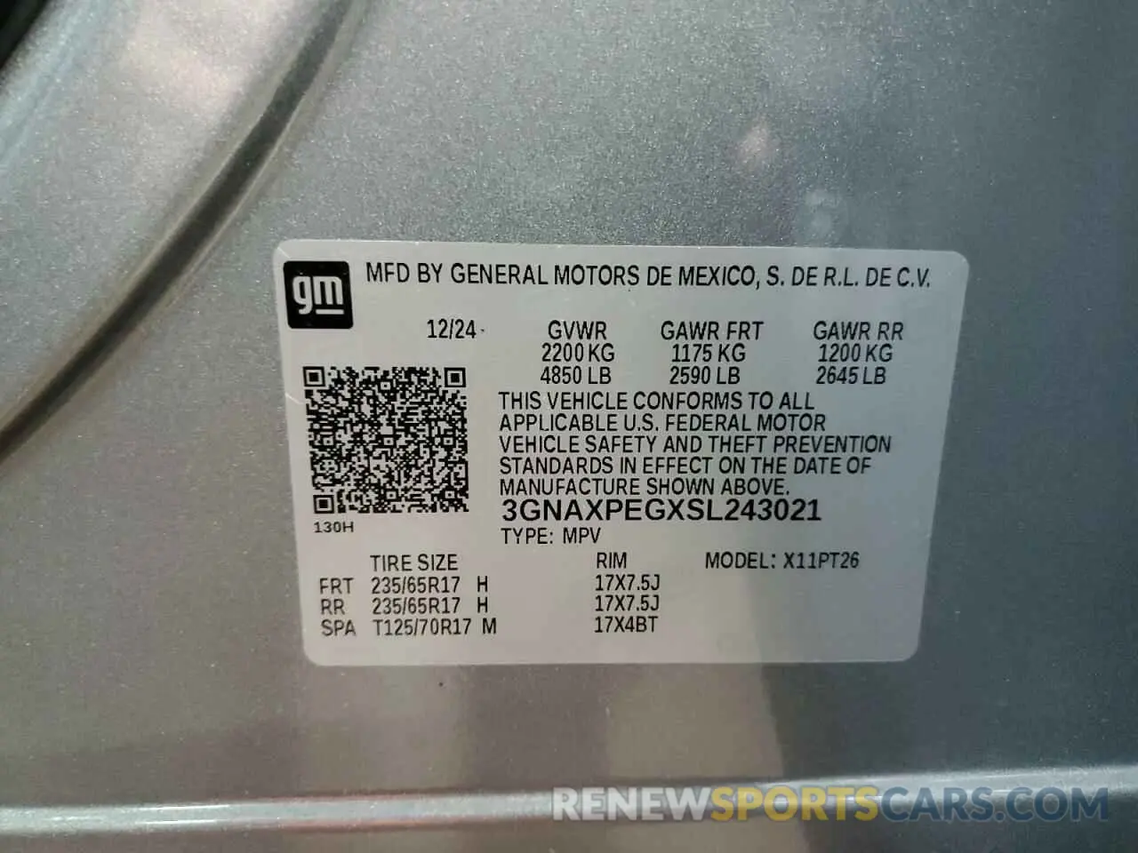 12 Photograph of a damaged car 3GNAXPEGXSL243021 CHEVROLET EQUINOX 2025