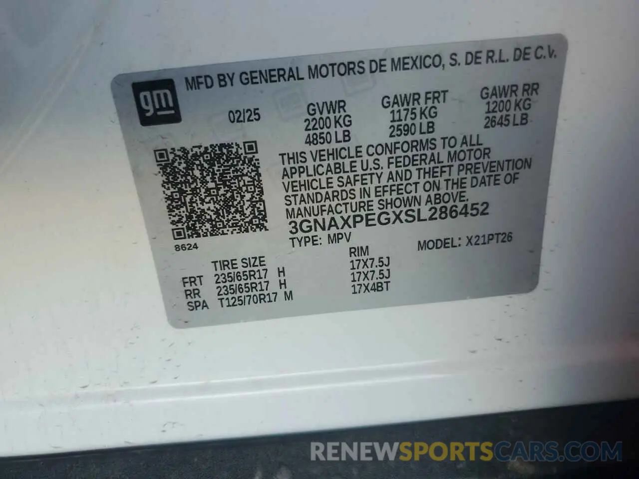 14 Photograph of a damaged car 3GNAXPEGXSL286452 CHEVROLET EQUINOX 2025