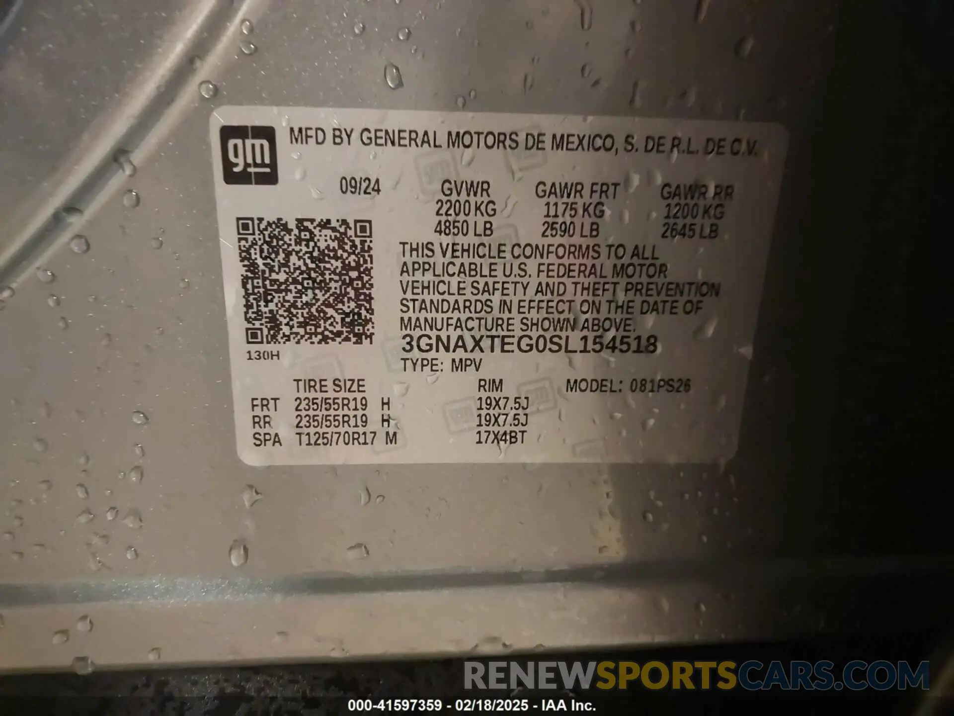 9 Photograph of a damaged car 3GNAXTEG0SL154518 CHEVROLET EQUINOX 2025