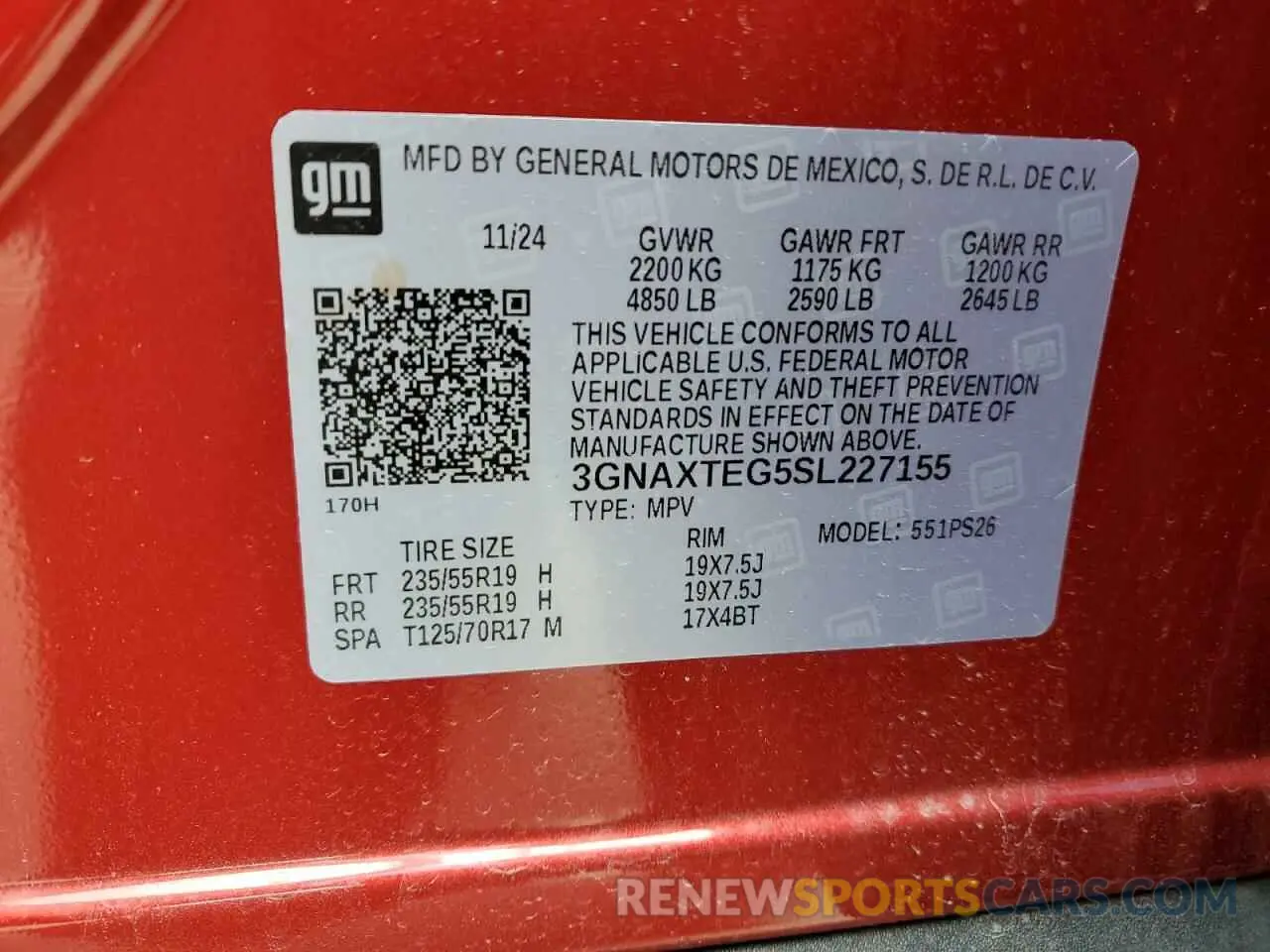 13 Photograph of a damaged car 3GNAXTEG5SL227155 CHEVROLET EQUINOX 2025