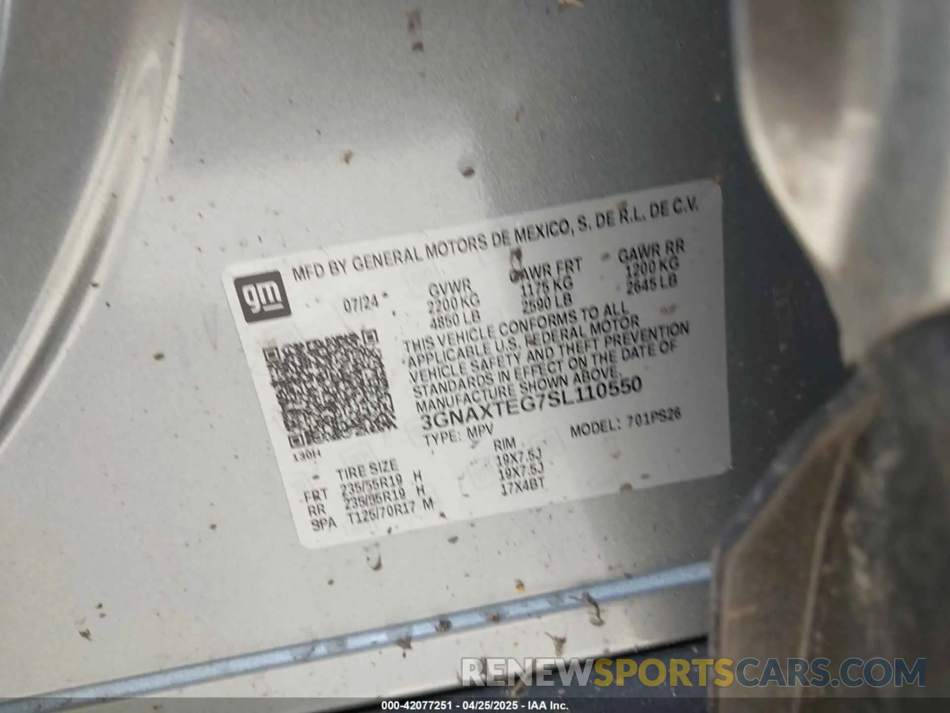 9 Photograph of a damaged car 3GNAXTEG7SL110550 CHEVROLET EQUINOX 2025
