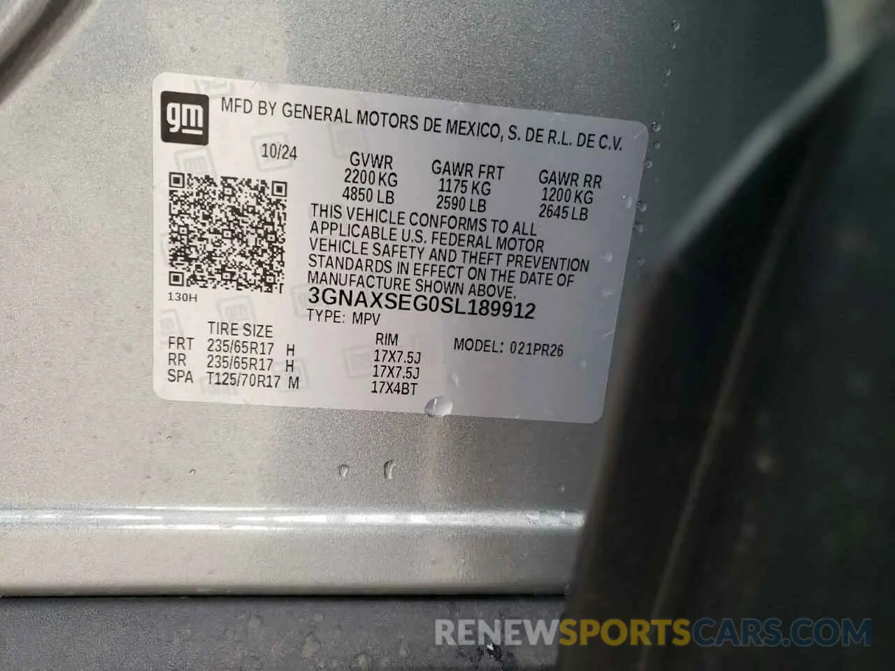 14 Photograph of a damaged car 3GNAXSEG0SL189912 CHEVROLET EQUINOX AC 2025