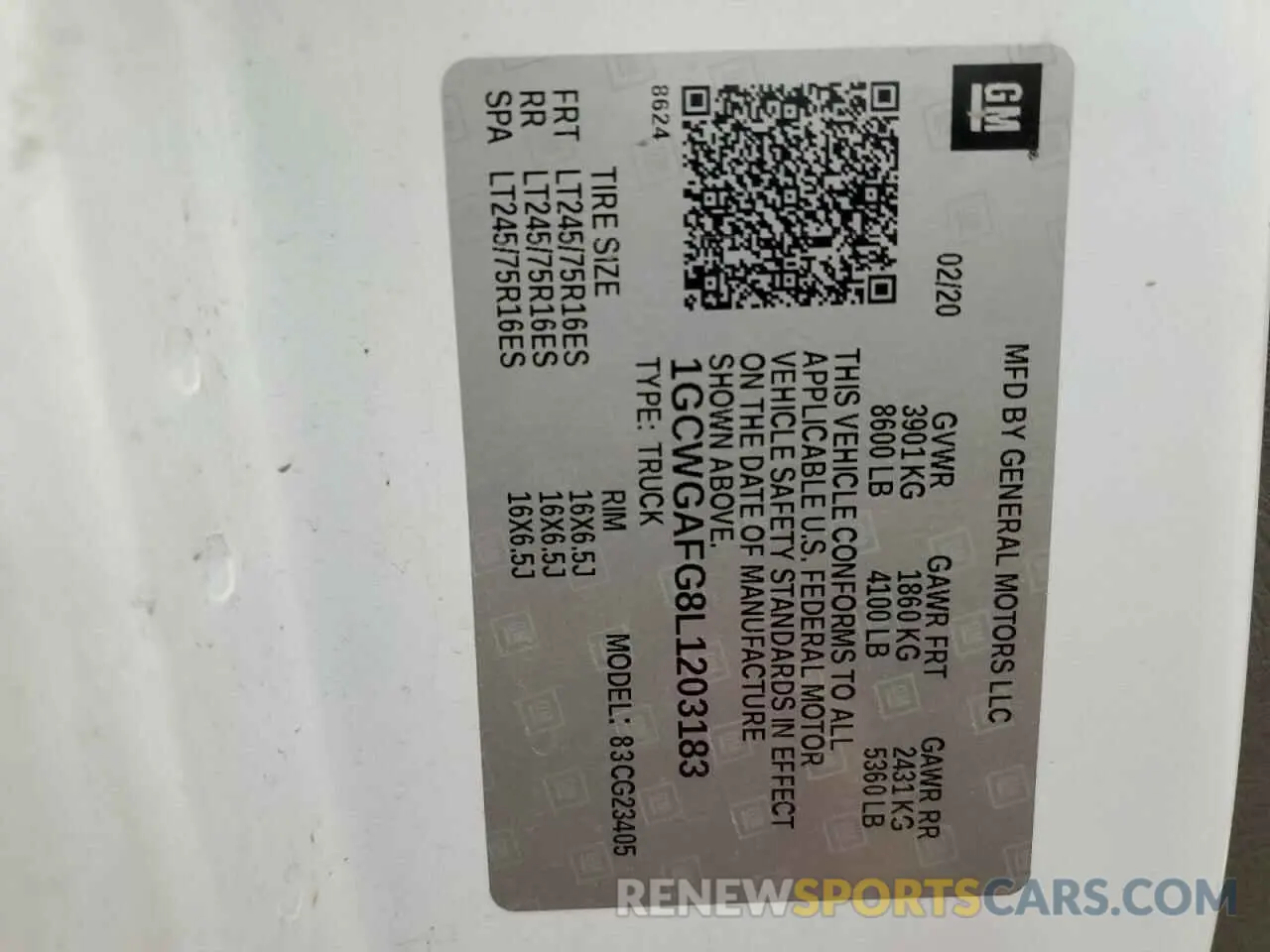 13 Photograph of a damaged car 1GCWGAFG8L1203183 CHEVROLET EXPRESS 2020