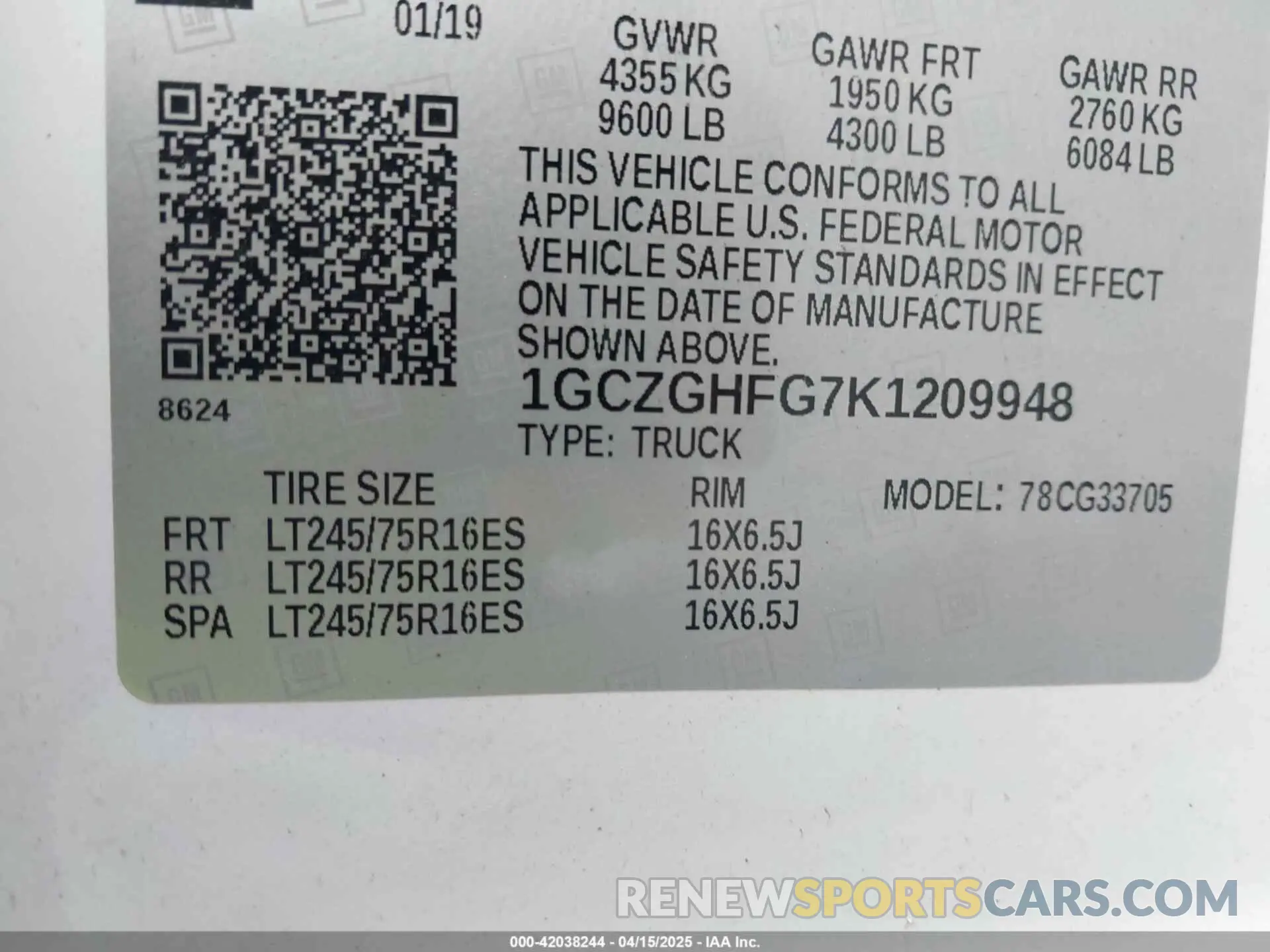 9 Photograph of a damaged car 1GCZGHFG7K1209948 CHEVROLET EXPRESS 3500 2019