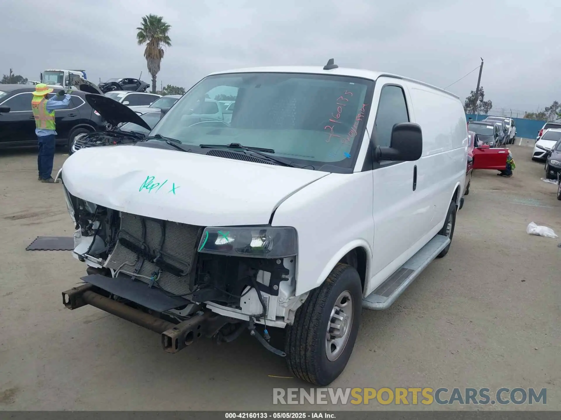 2 Photograph of a damaged car 1GCWGAFG9L1268012 CHEVROLET EXPRESS CARGO 2020