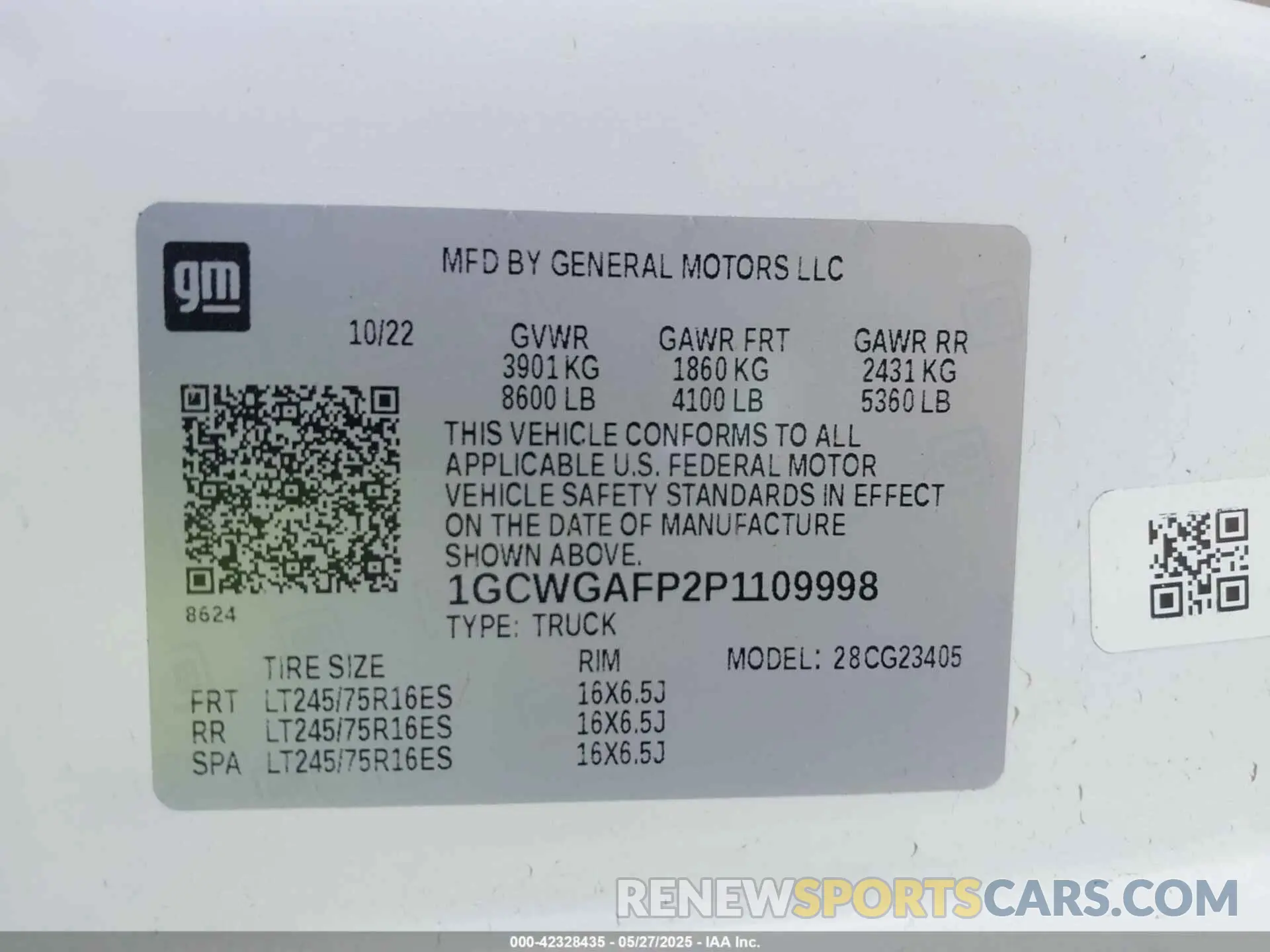 9 Photograph of a damaged car 1GCWGAFP2P1109998 CHEVROLET EXPRESS CARGO 2023