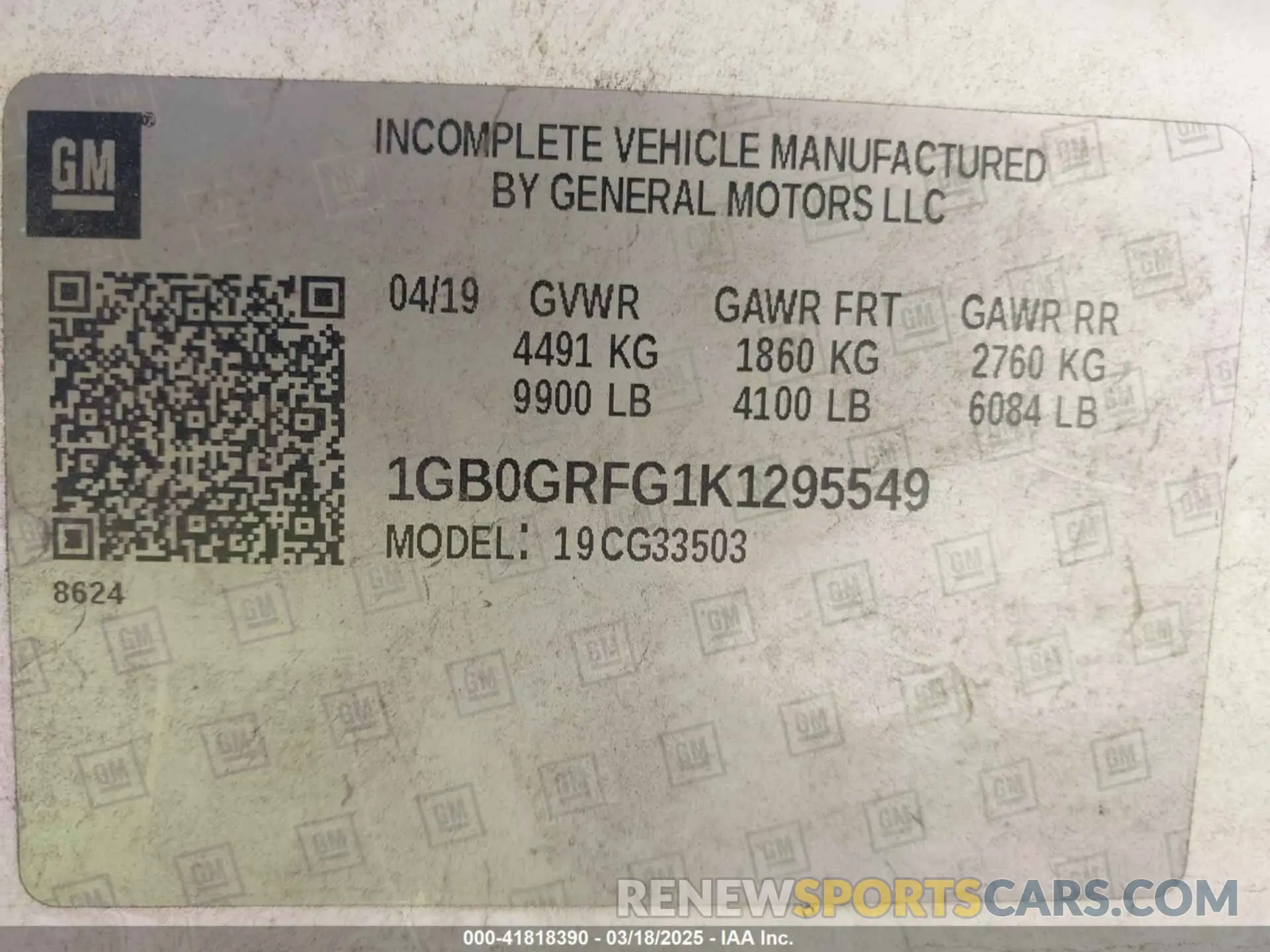 9 Photograph of a damaged car 1GB0GRFG1K1295549 CHEVROLET EXPRESS CUTAWAY 2019