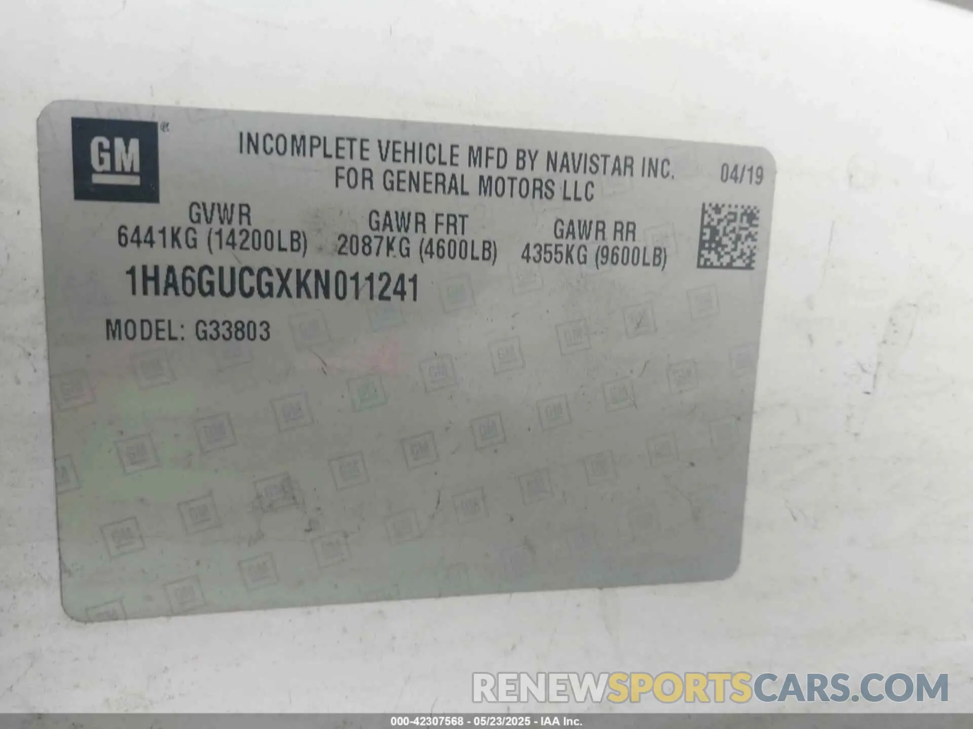 8 Photograph of a damaged car 1HA6GUCGXKN011241 CHEVROLET EXPRESS CUTAWAY 4500 2019