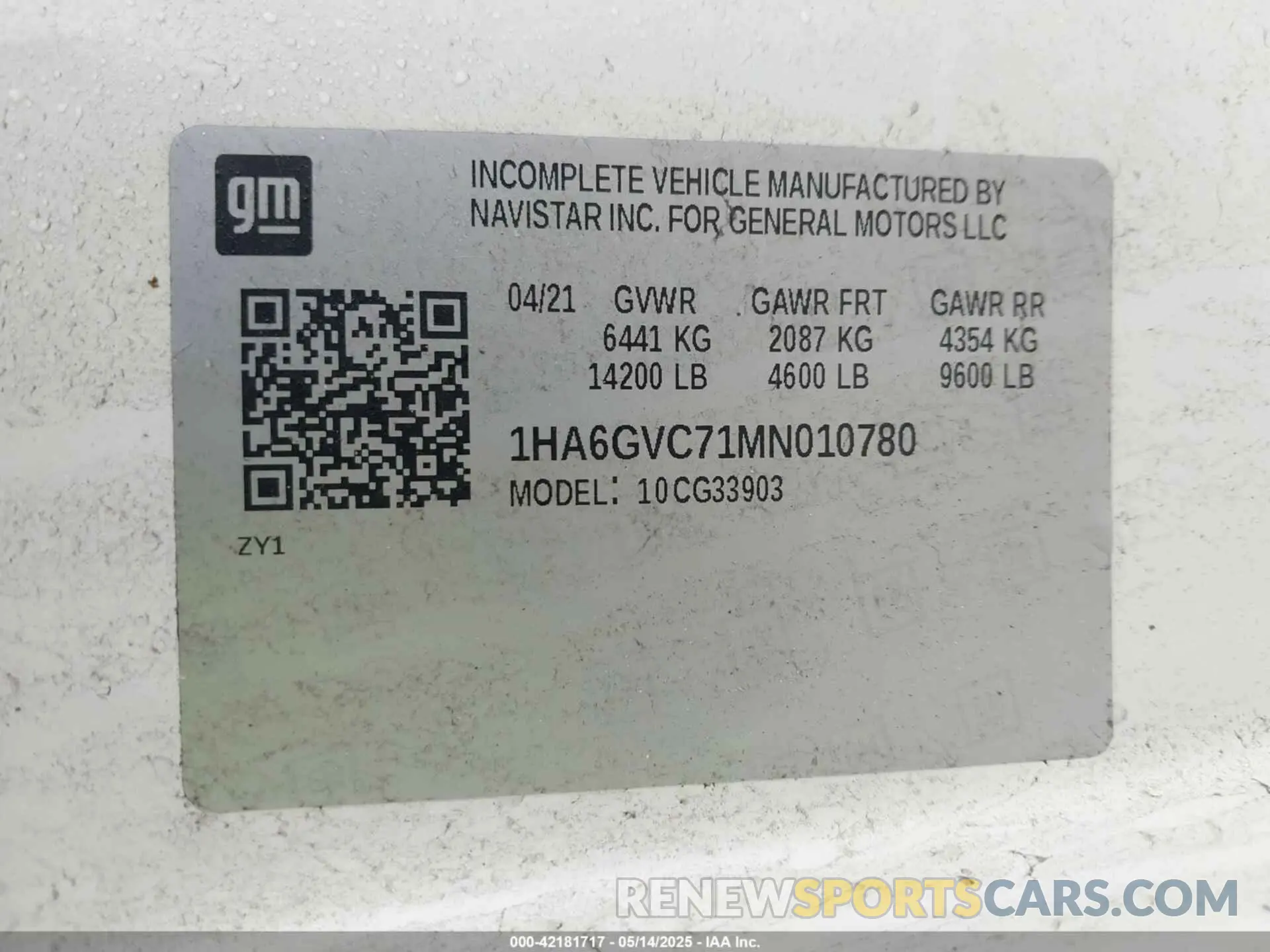 8 Photograph of a damaged car 1HA6GVC71MN010780 CHEVROLET EXPRESS CUTAWAY 4500 2021