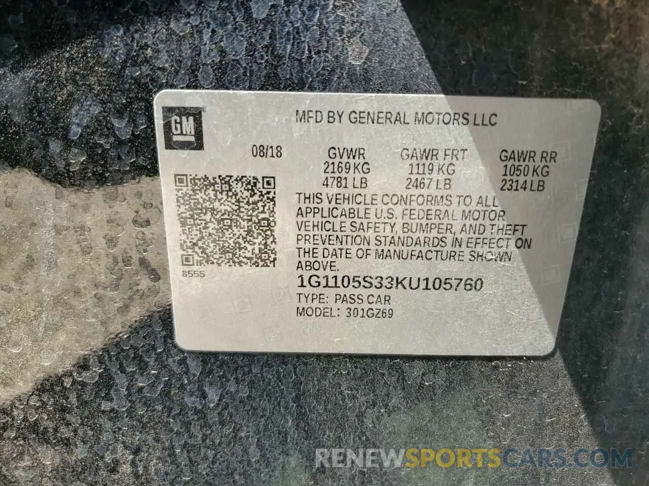 15 Photograph of a damaged car 1G1105S33KU105760 CHEVROLET IMPALA 2019
