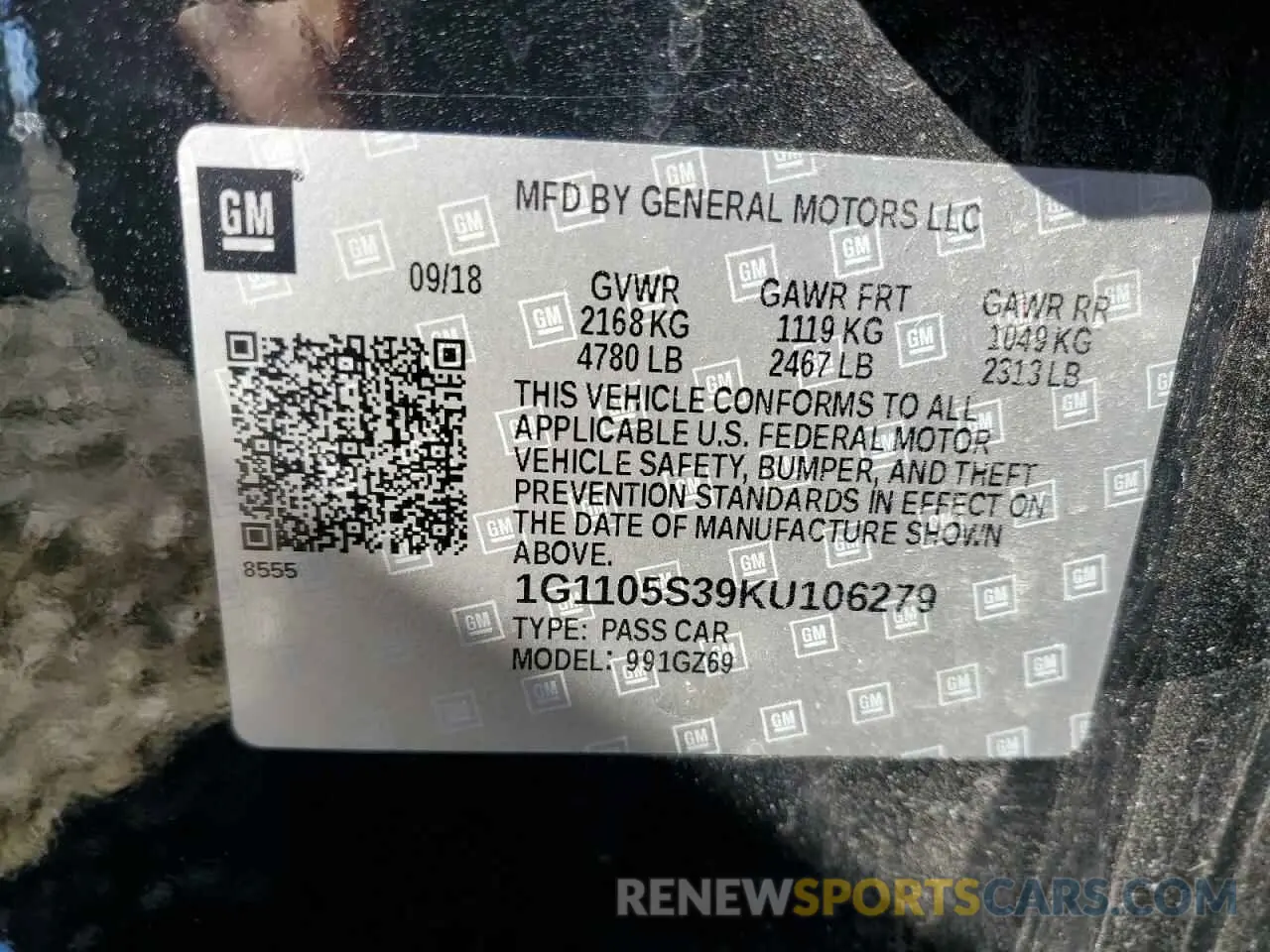 12 Photograph of a damaged car 1G1105S39KU106279 CHEVROLET IMPALA 2019