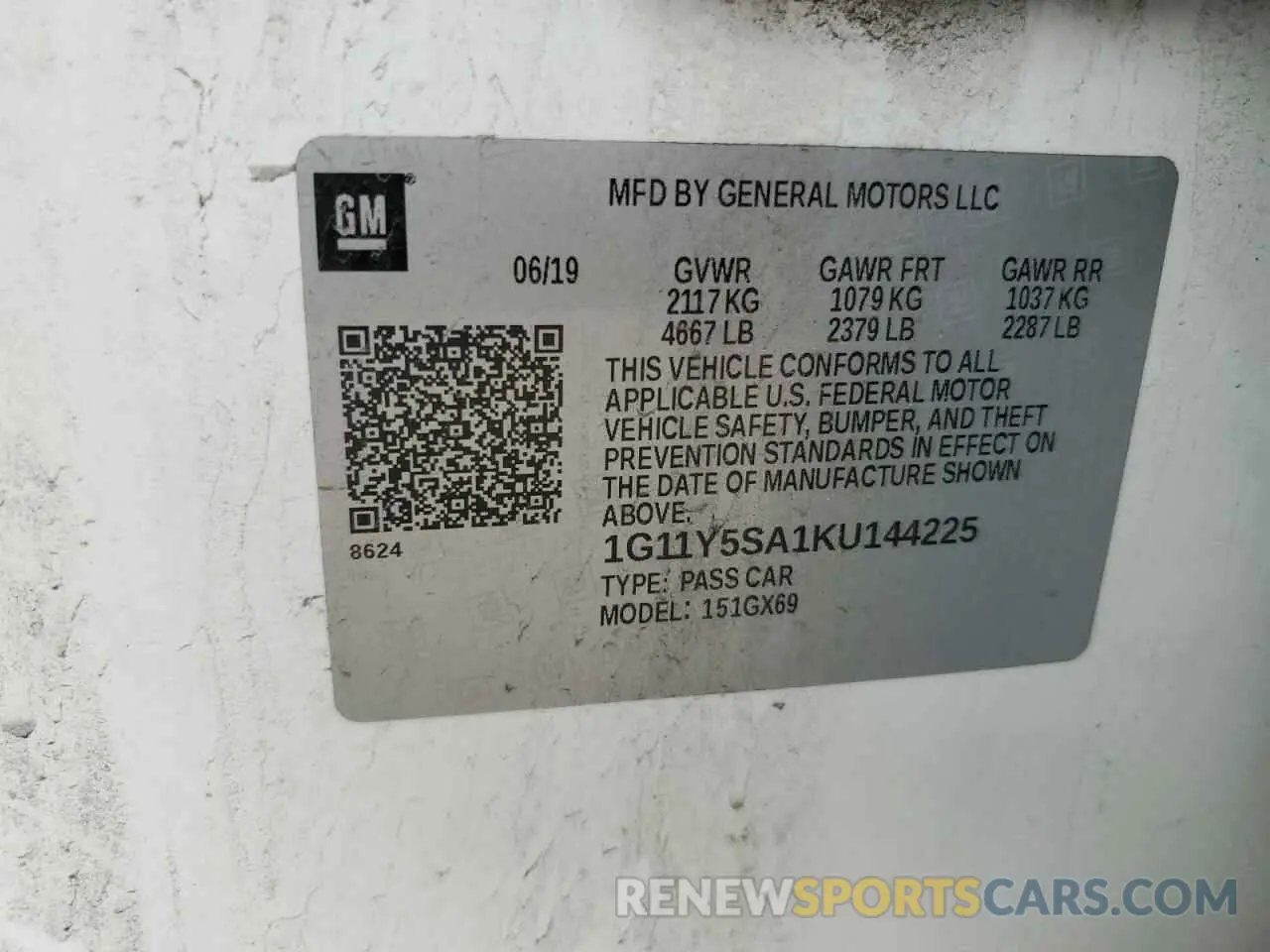 12 Photograph of a damaged car 1G11Y5SA1KU144225 CHEVROLET IMPALA 2019