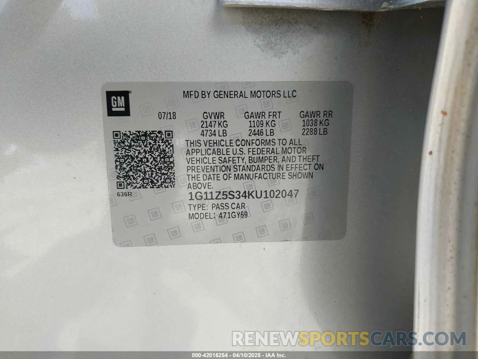 9 Photograph of a damaged car 1G11Z5S34KU102047 CHEVROLET IMPALA 2019