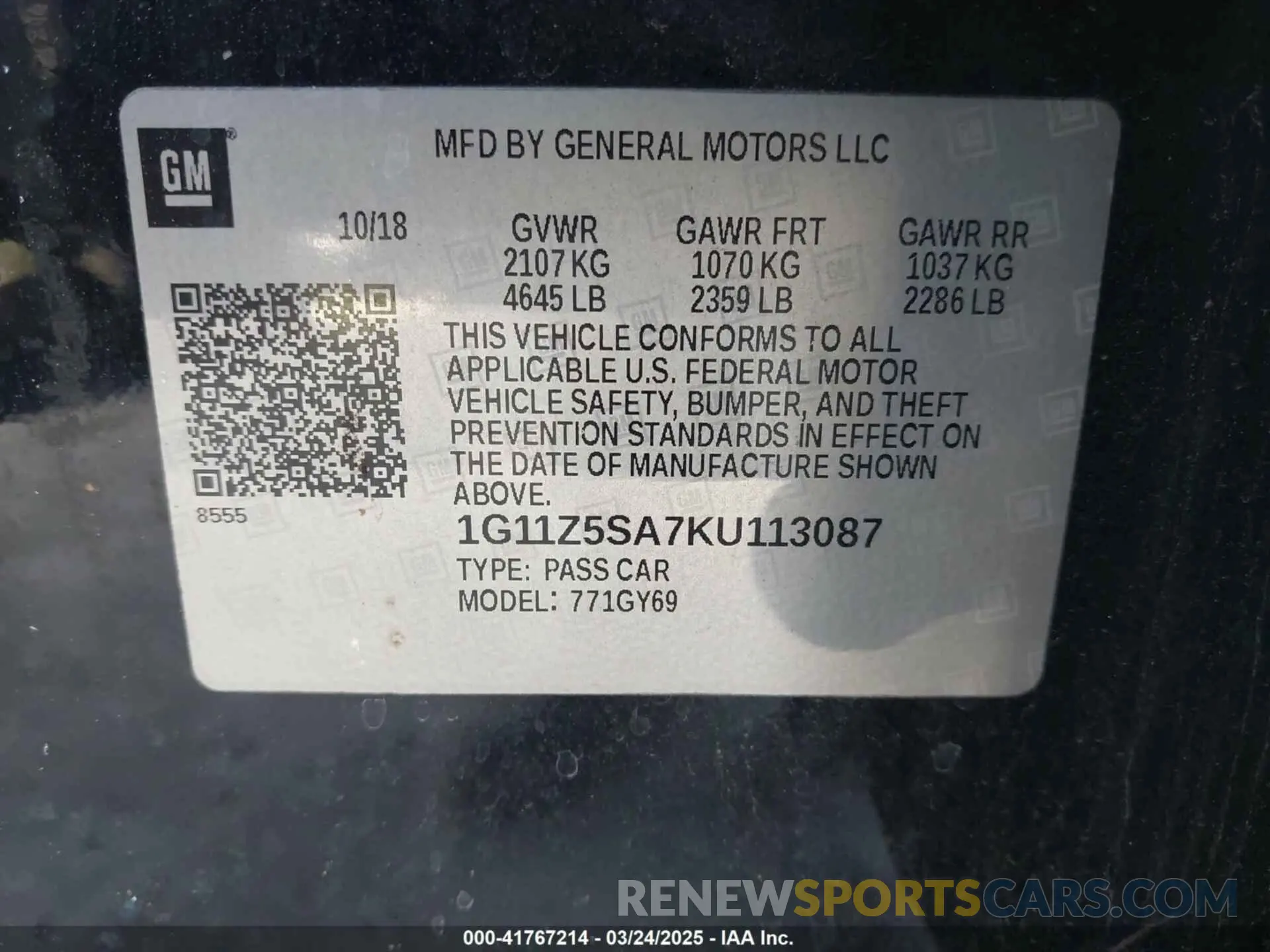 9 Photograph of a damaged car 1G11Z5SA7KU113087 CHEVROLET IMPALA 2019