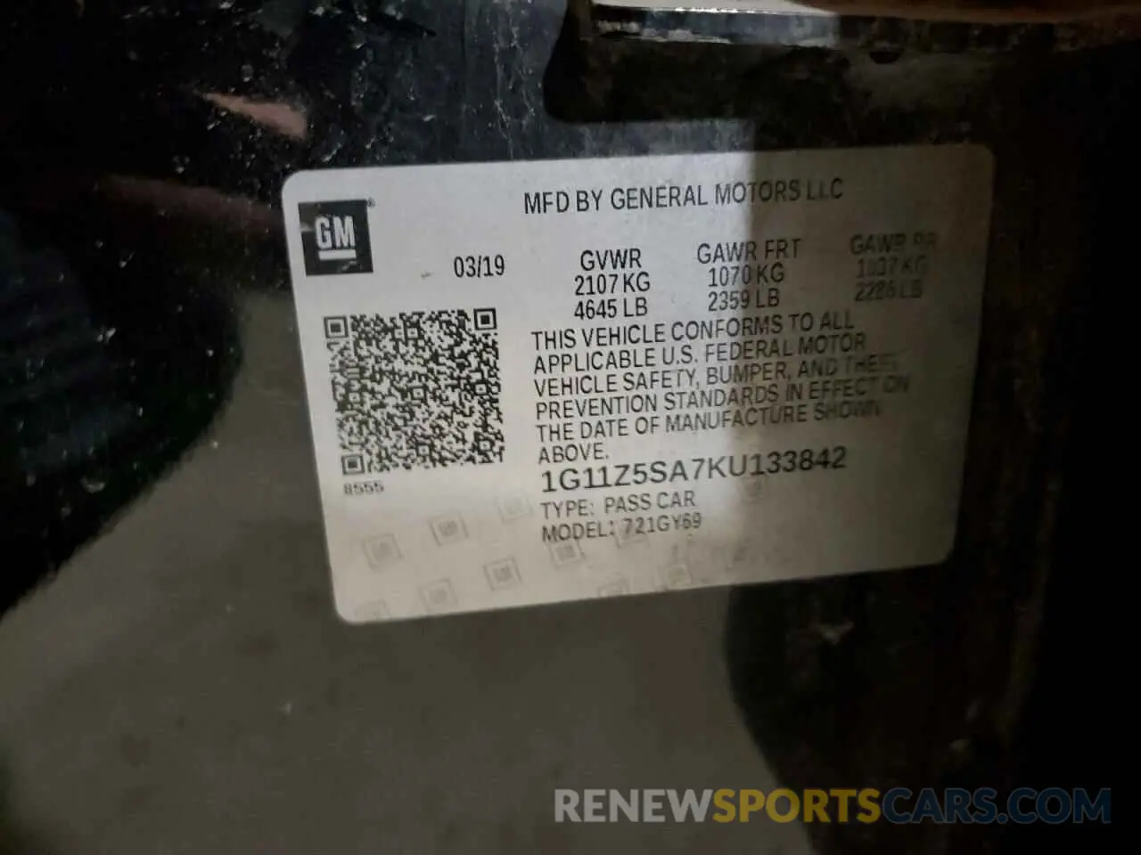 12 Photograph of a damaged car 1G11Z5SA7KU133842 CHEVROLET IMPALA 2019
