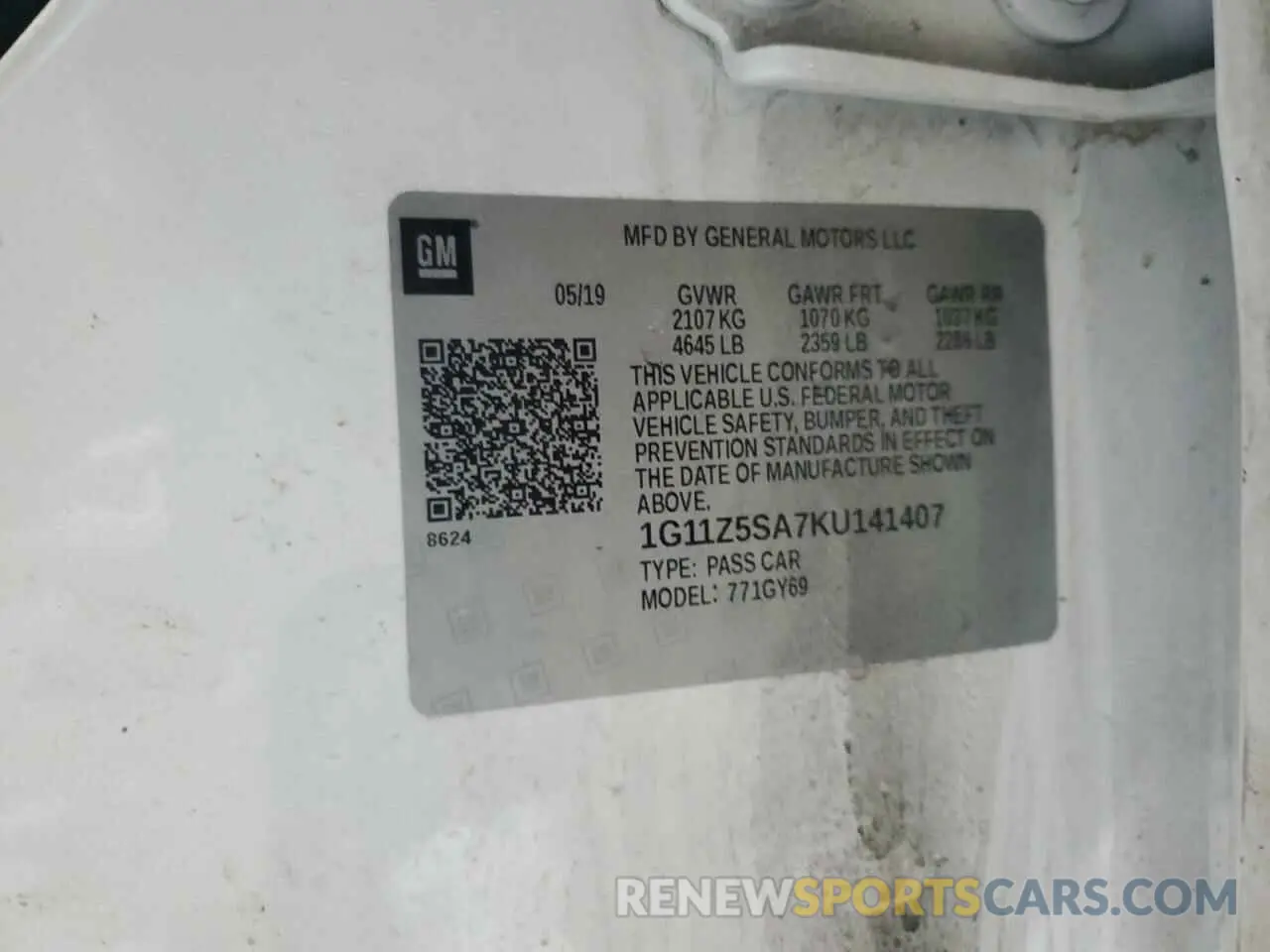 12 Photograph of a damaged car 1G11Z5SA7KU141407 CHEVROLET IMPALA 2019