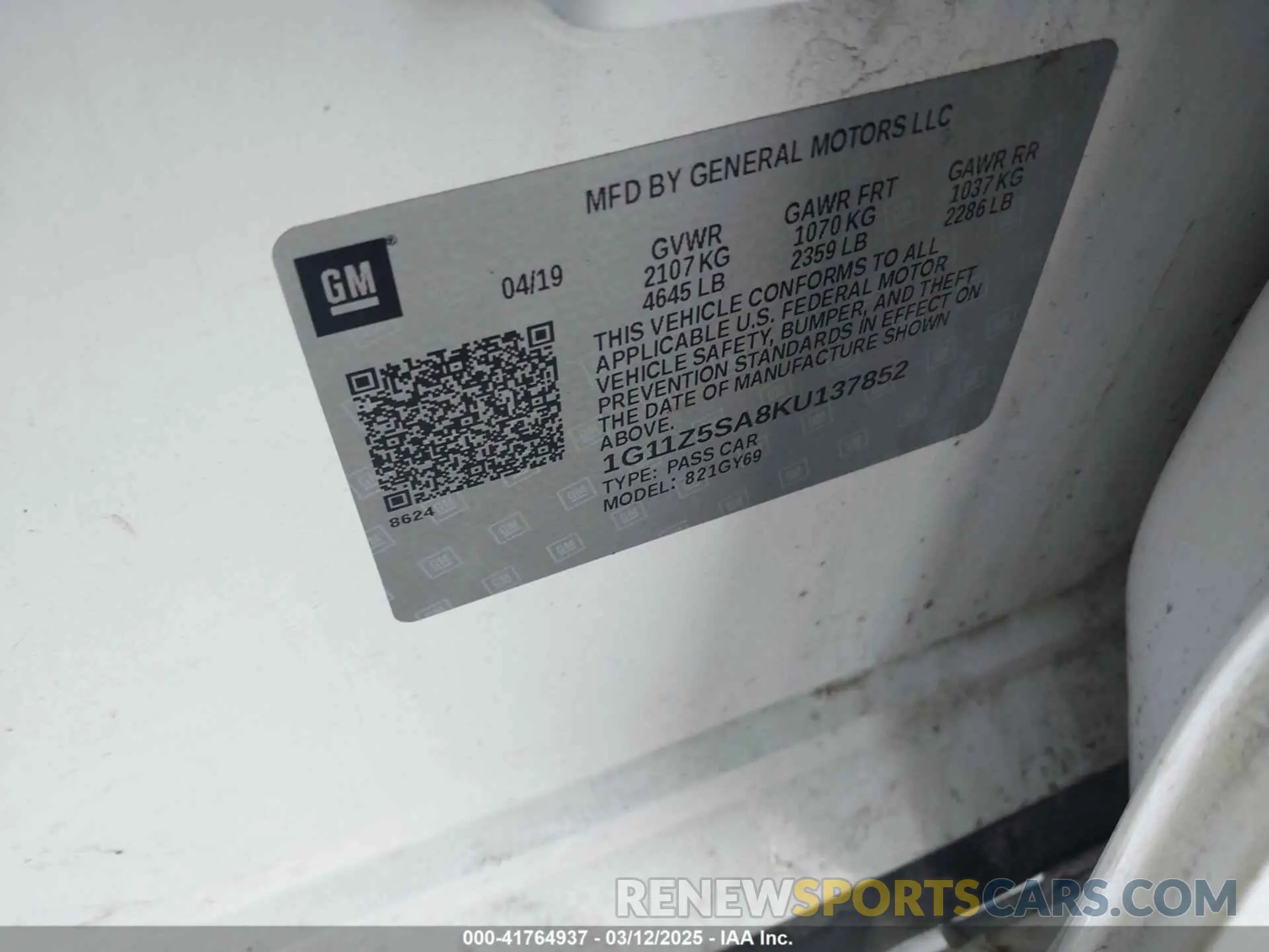 9 Photograph of a damaged car 1G11Z5SA8KU137852 CHEVROLET IMPALA 2019