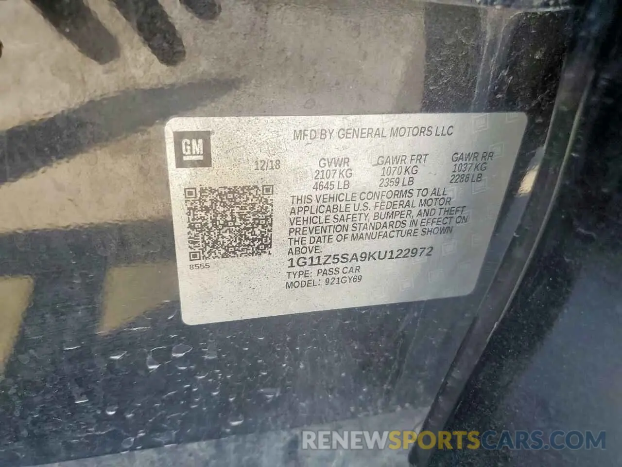 13 Photograph of a damaged car 1G11Z5SA9KU122972 CHEVROLET IMPALA 2019