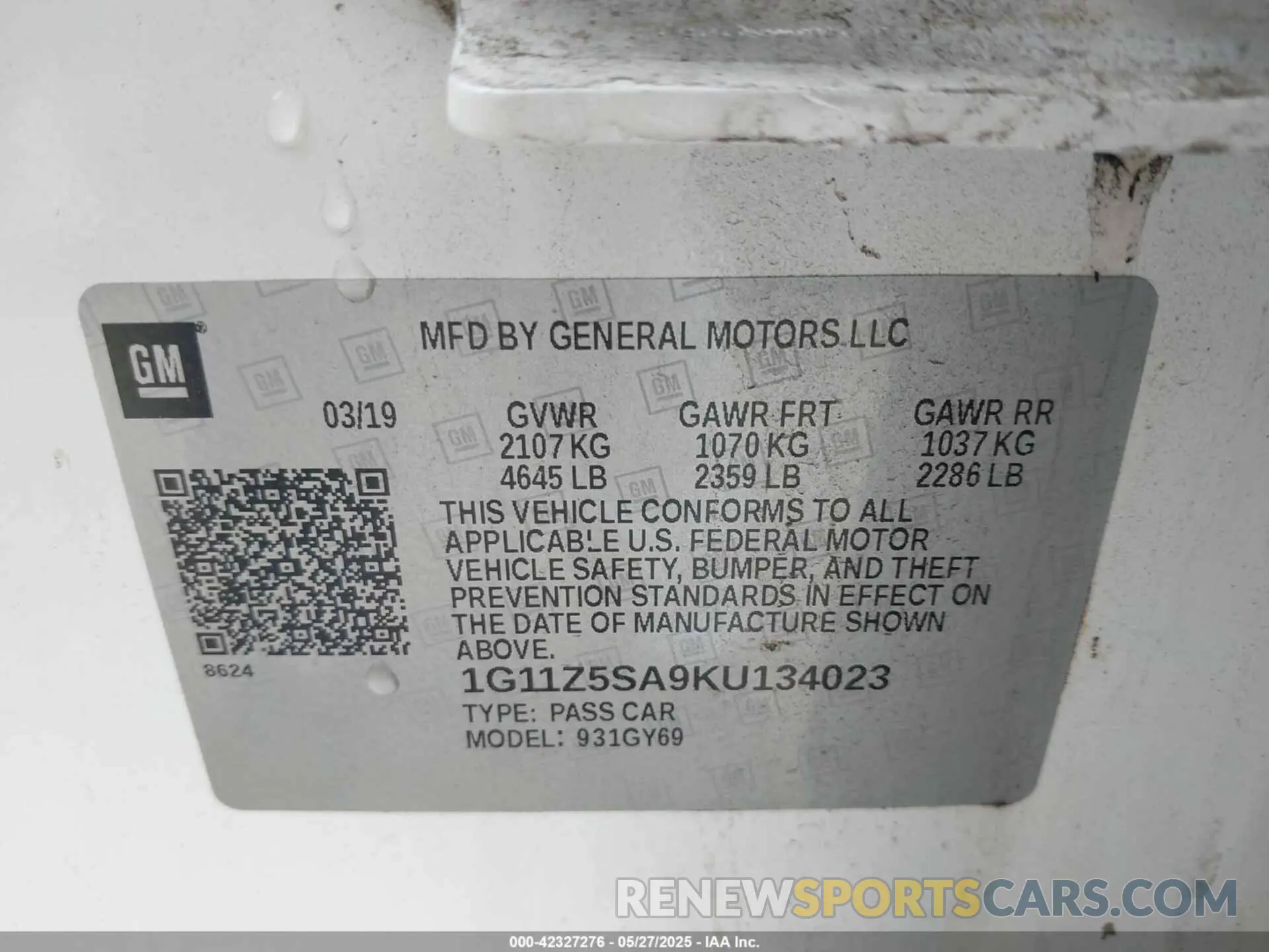 9 Photograph of a damaged car 1G11Z5SA9KU134023 CHEVROLET IMPALA 2019