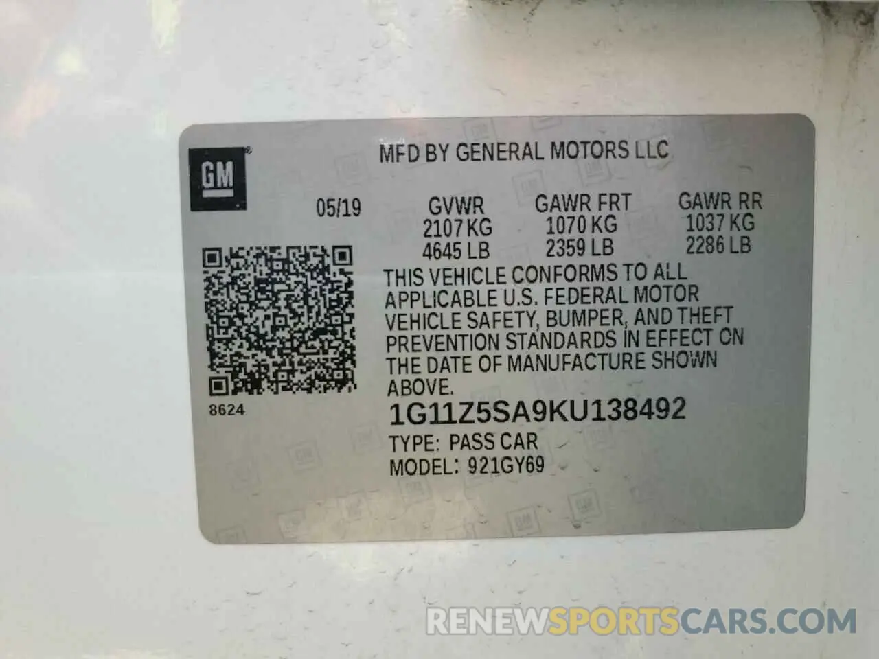 12 Photograph of a damaged car 1G11Z5SA9KU138492 CHEVROLET IMPALA 2019