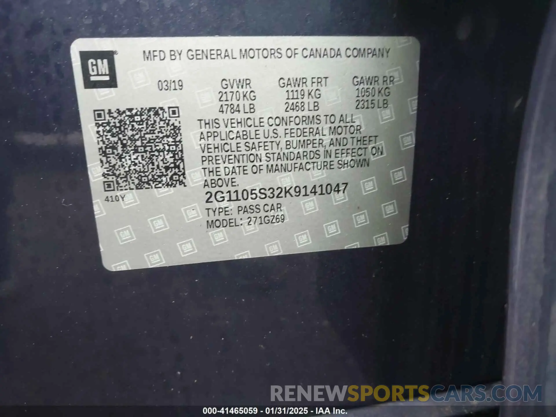 9 Photograph of a damaged car 2G1105S32K9141047 CHEVROLET IMPALA 2019