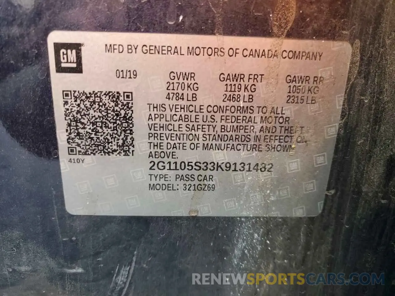 14 Photograph of a damaged car 2G1105S33K9131482 CHEVROLET IMPALA 2019