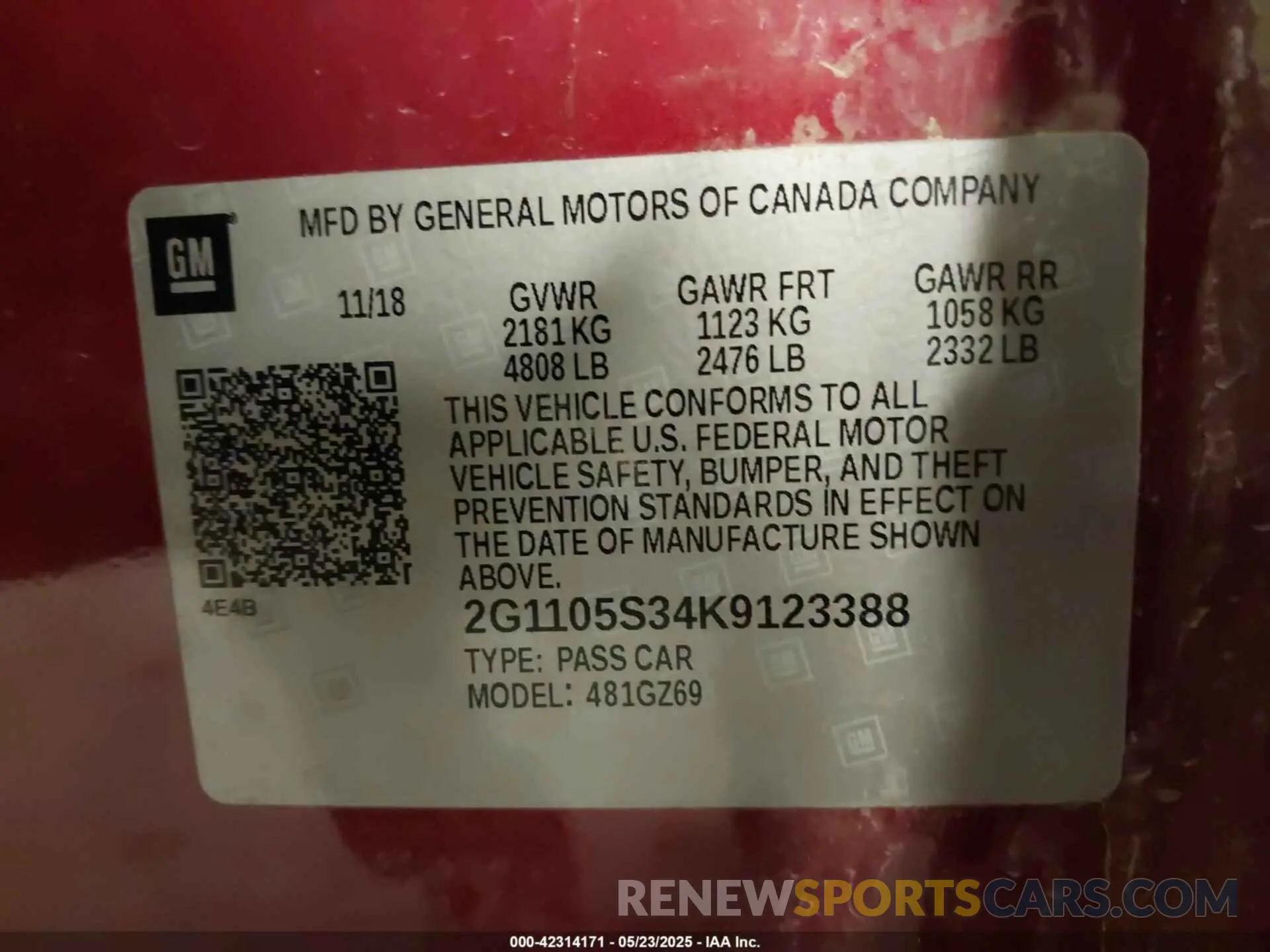 9 Photograph of a damaged car 2G1105S34K9123388 CHEVROLET IMPALA 2019