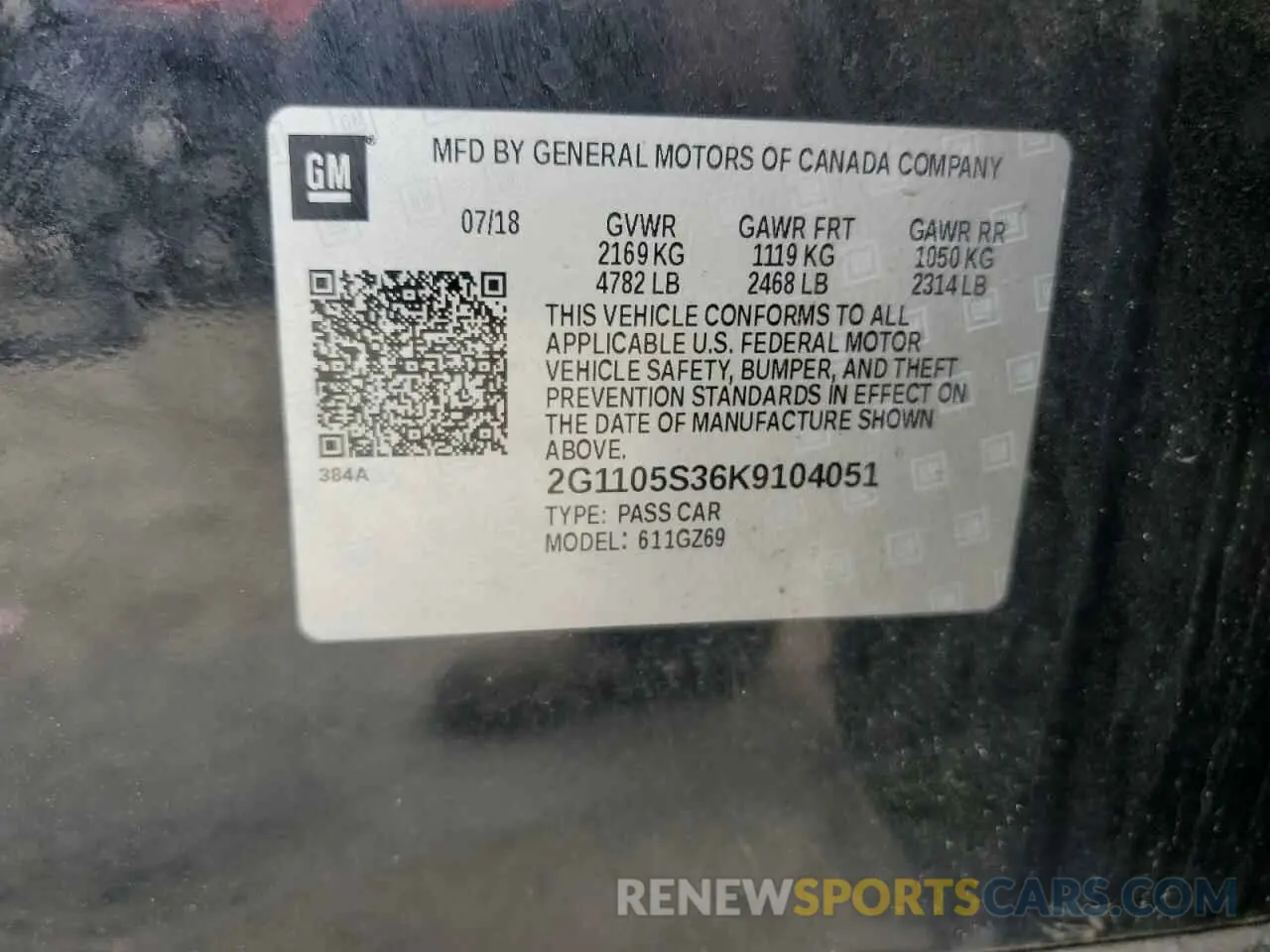 12 Photograph of a damaged car 2G1105S36K9104051 CHEVROLET IMPALA 2019