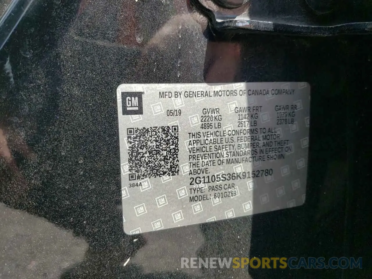 15 Photograph of a damaged car 2G1105S36K9152780 CHEVROLET IMPALA 2019