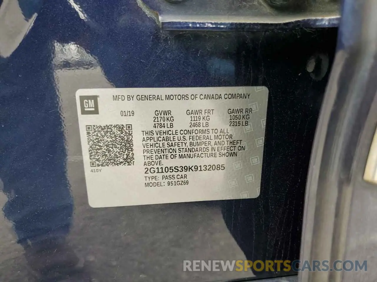 12 Photograph of a damaged car 2G1105S39K9132085 CHEVROLET IMPALA 2019