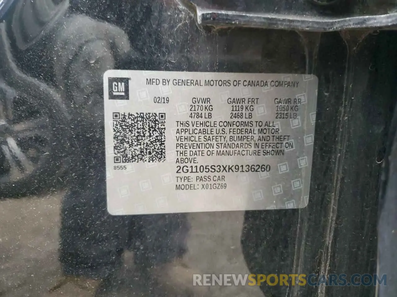 15 Photograph of a damaged car 2G1105S3XK9136260 CHEVROLET IMPALA 2019