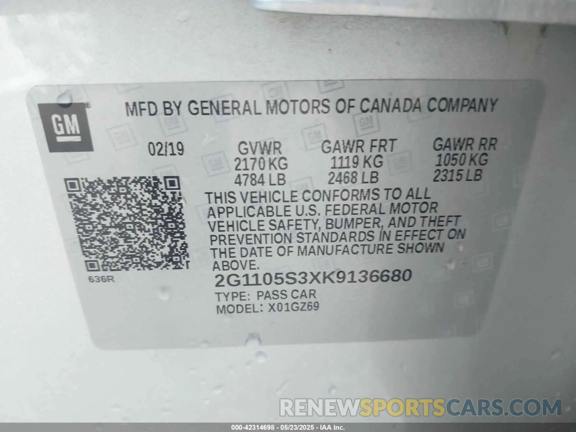 9 Photograph of a damaged car 2G1105S3XK9136680 CHEVROLET IMPALA 2019