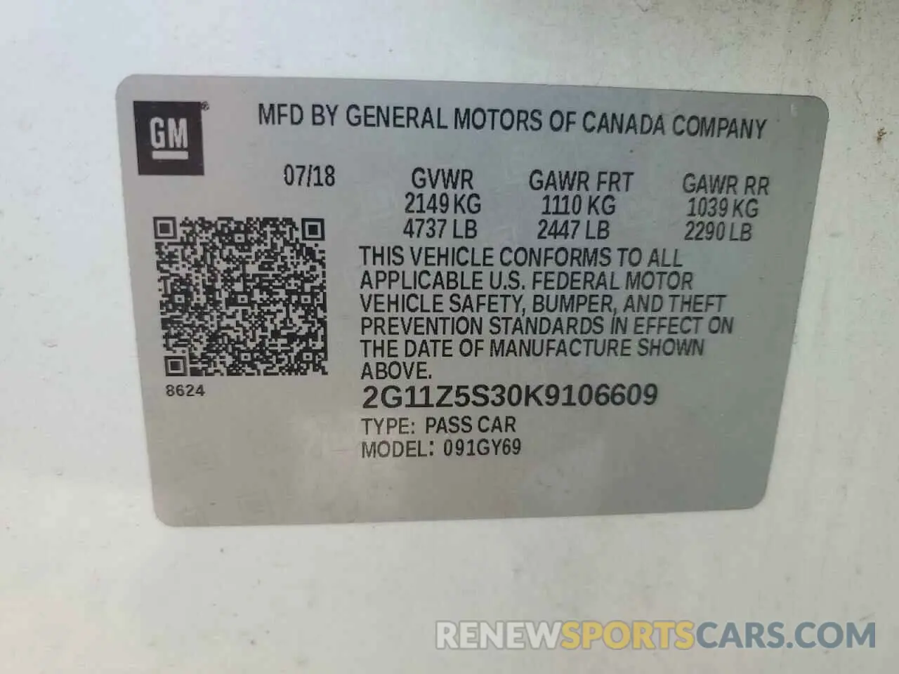 13 Photograph of a damaged car 2G11Z5S30K9106609 CHEVROLET IMPALA 2019