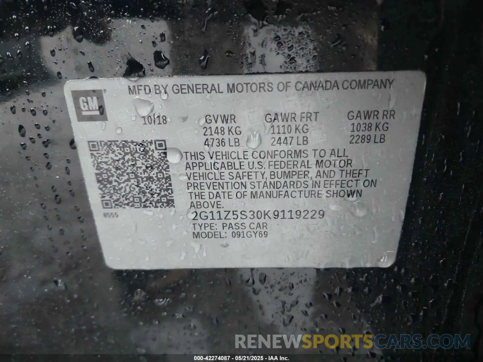9 Photograph of a damaged car 2G11Z5S30K9119229 CHEVROLET IMPALA 2019