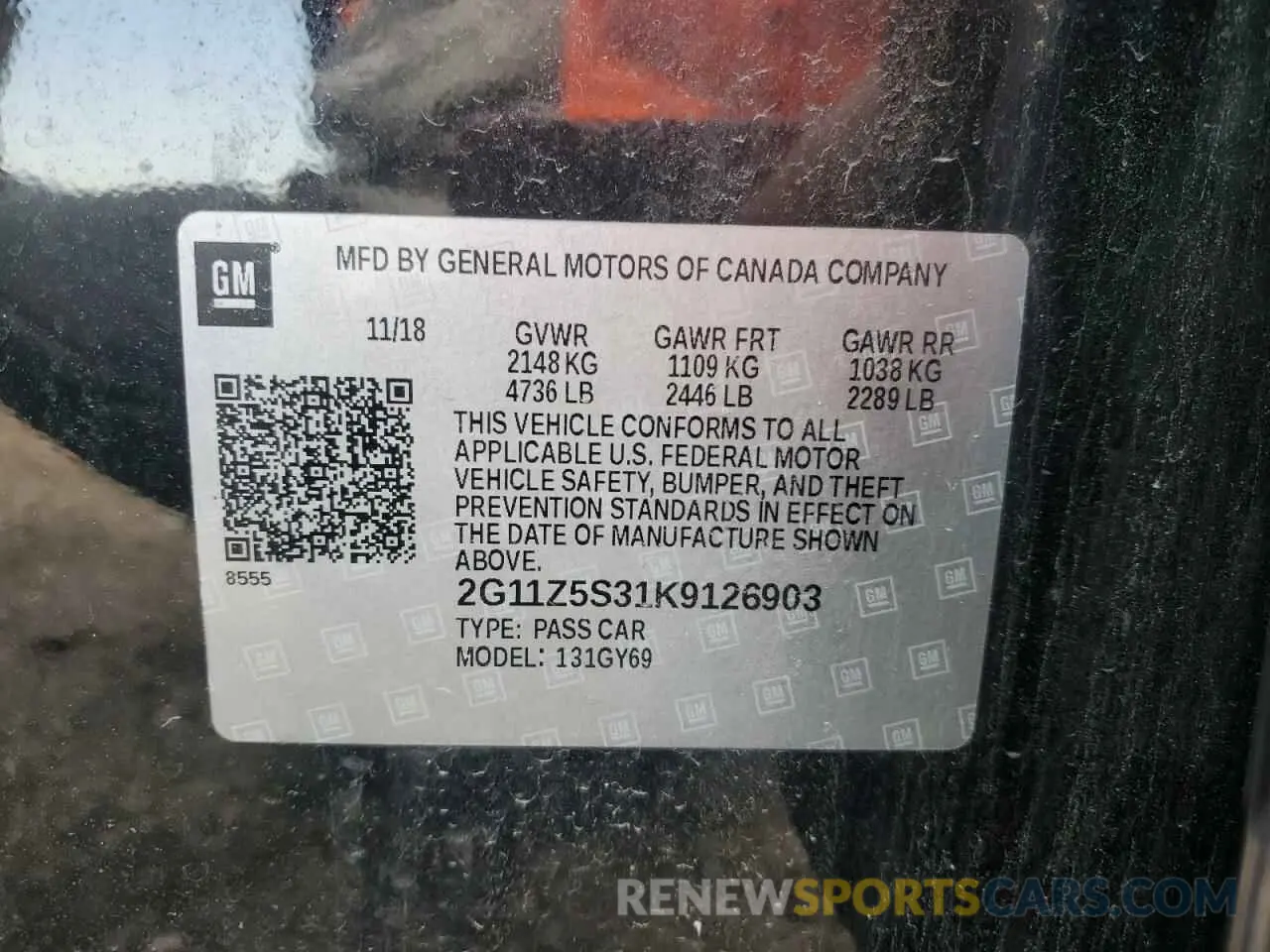 12 Photograph of a damaged car 2G11Z5S31K9126903 CHEVROLET IMPALA 2019