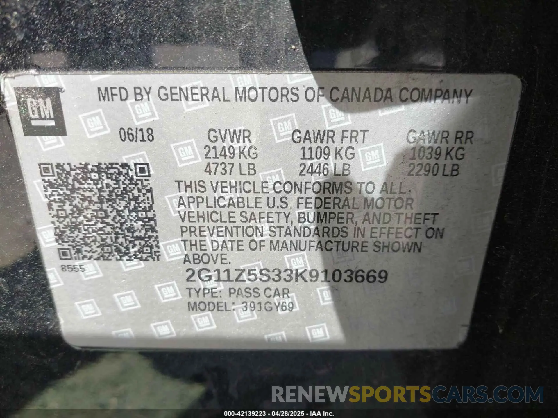 9 Photograph of a damaged car 2G11Z5S33K9103669 CHEVROLET IMPALA 2019