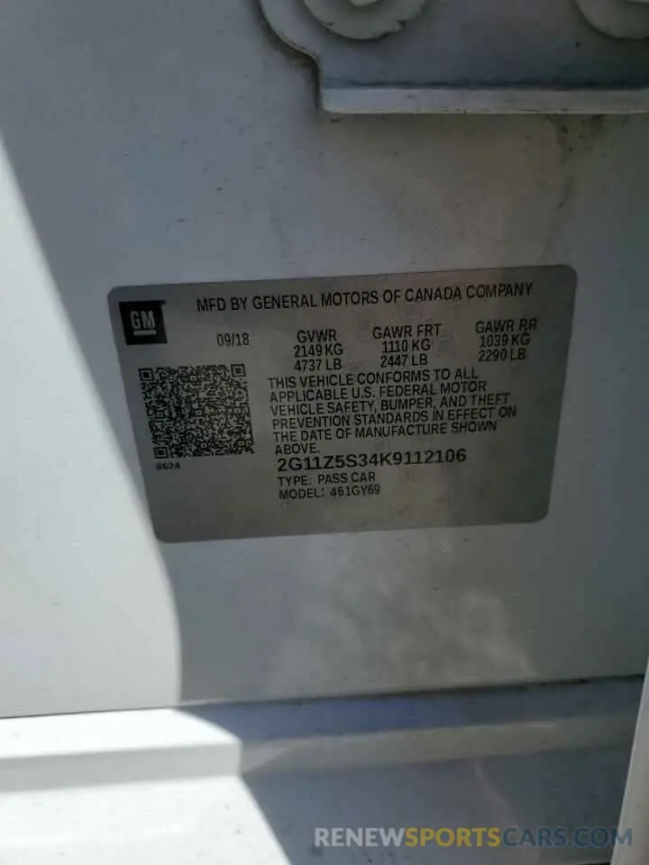 14 Photograph of a damaged car 2G11Z5S34K9112106 CHEVROLET IMPALA 2019