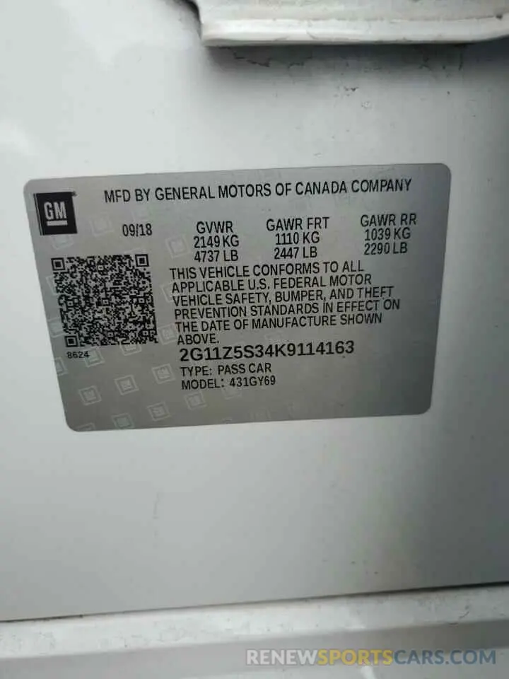 14 Photograph of a damaged car 2G11Z5S34K9114163 CHEVROLET IMPALA 2019