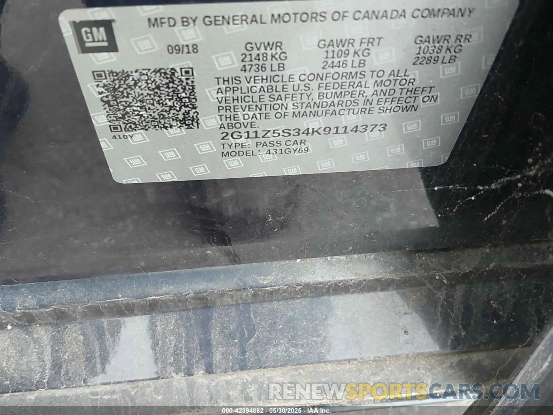 9 Photograph of a damaged car 2G11Z5S34K9114373 CHEVROLET IMPALA 2019