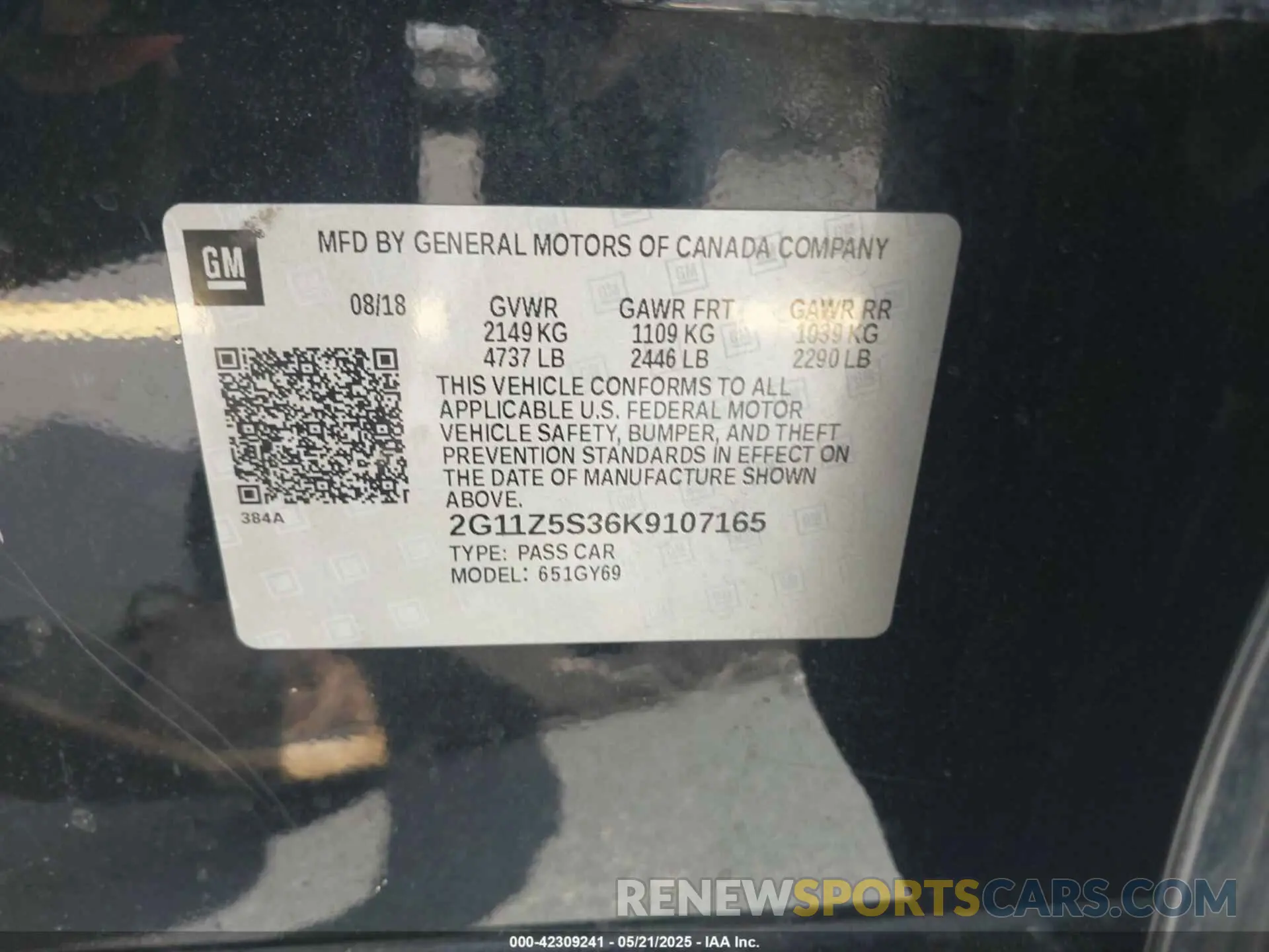 9 Photograph of a damaged car 2G11Z5S36K9107165 CHEVROLET IMPALA 2019